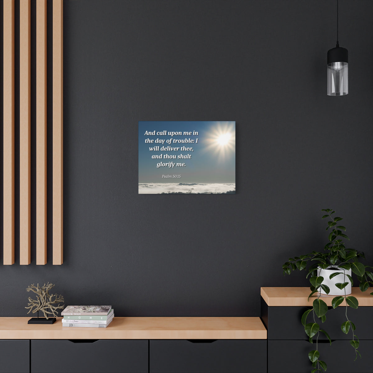 Scripture Canvas Day Of Trouble Psalms 50:15 Christian Wall Art Bible Verse Print Ready to Hang-Express Your Love Gifts