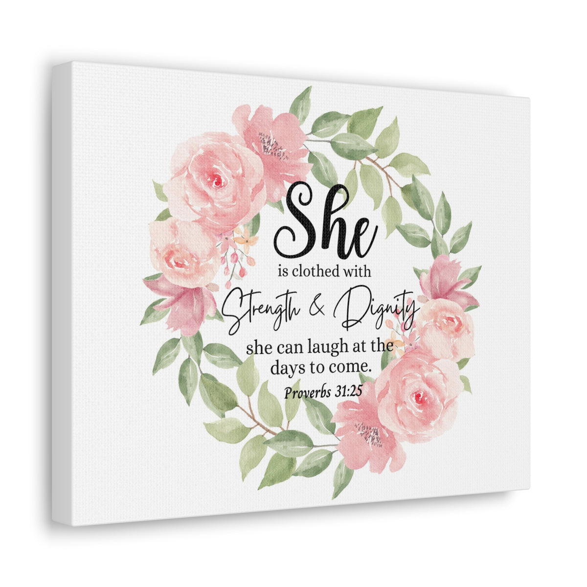 Scripture Walls Proverbs 31:25 She Has Strength and Dignity Bible Verse Canvas Christian Wall Art Ready to Hang Unframed-Express Your Love Gifts