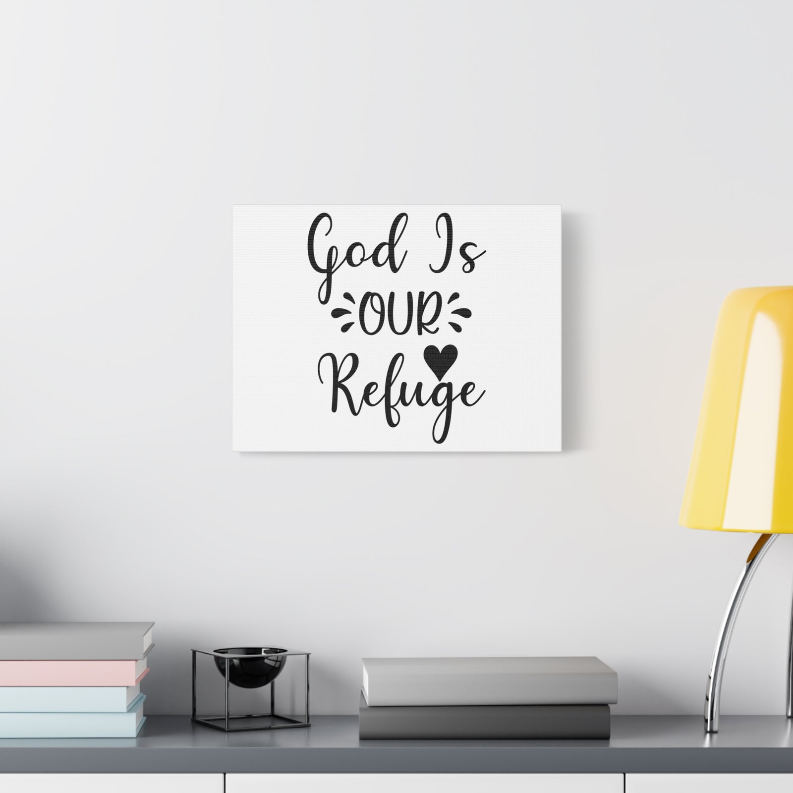 Scripture Canvas God Is Our Refuge Psalm 46:1 Heart Christian Wall Art Bible Verse Print Ready to Hang-Express Your Love Gifts