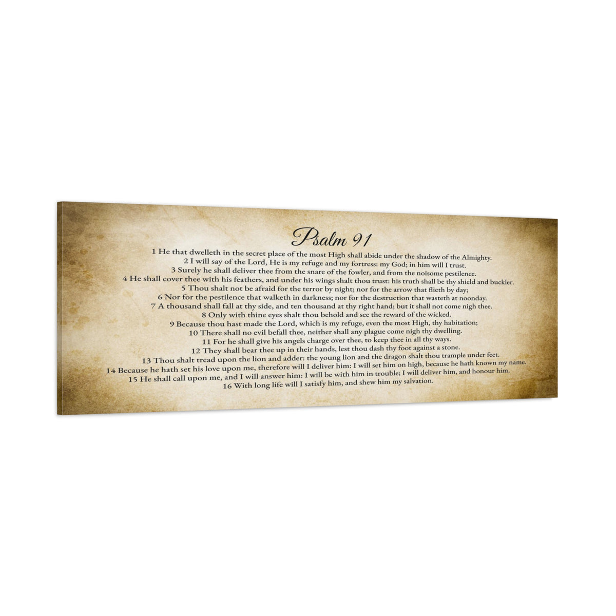 Scripture Walls Psalm 91 English Landscape Gold Bible Verse Canvas Christian Wall Art Ready to Hang Unframed-Express Your Love Gifts