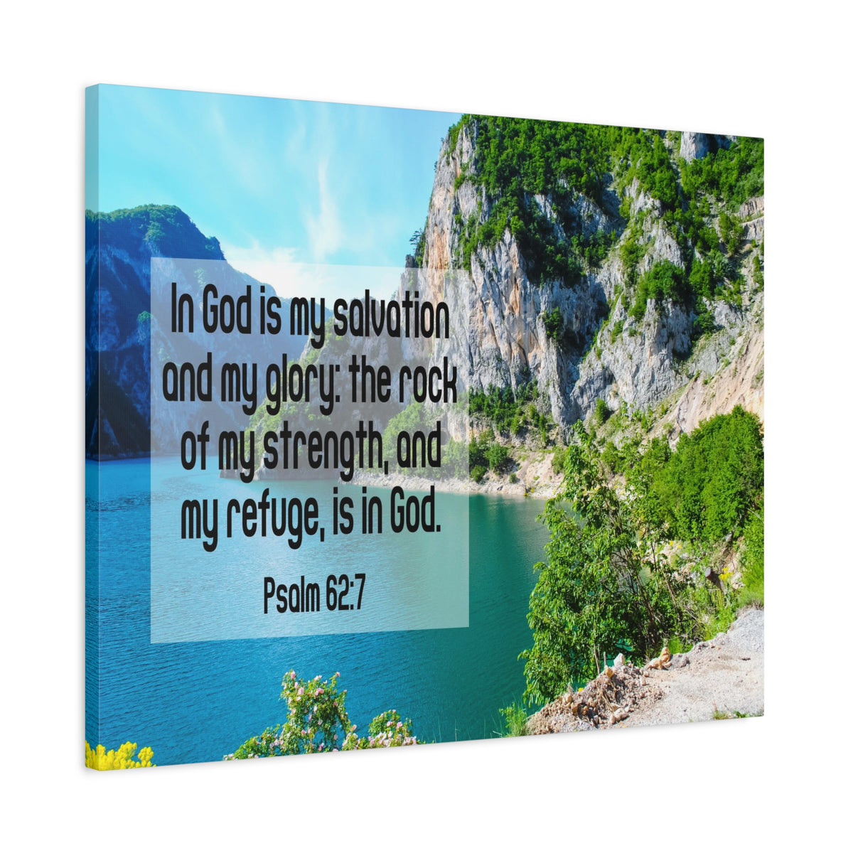 Scripture Canvas In God is My Salvation Psalm 62:7 Christian Wall Art Bible Verse Print Ready to Hang-Express Your Love Gifts