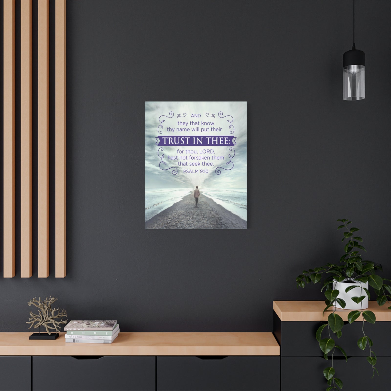 Scripture Canvas Trust In Thee Psalm 9:10 Christian Wall Art Bible Verse Print Ready to Hang-Express Your Love Gifts