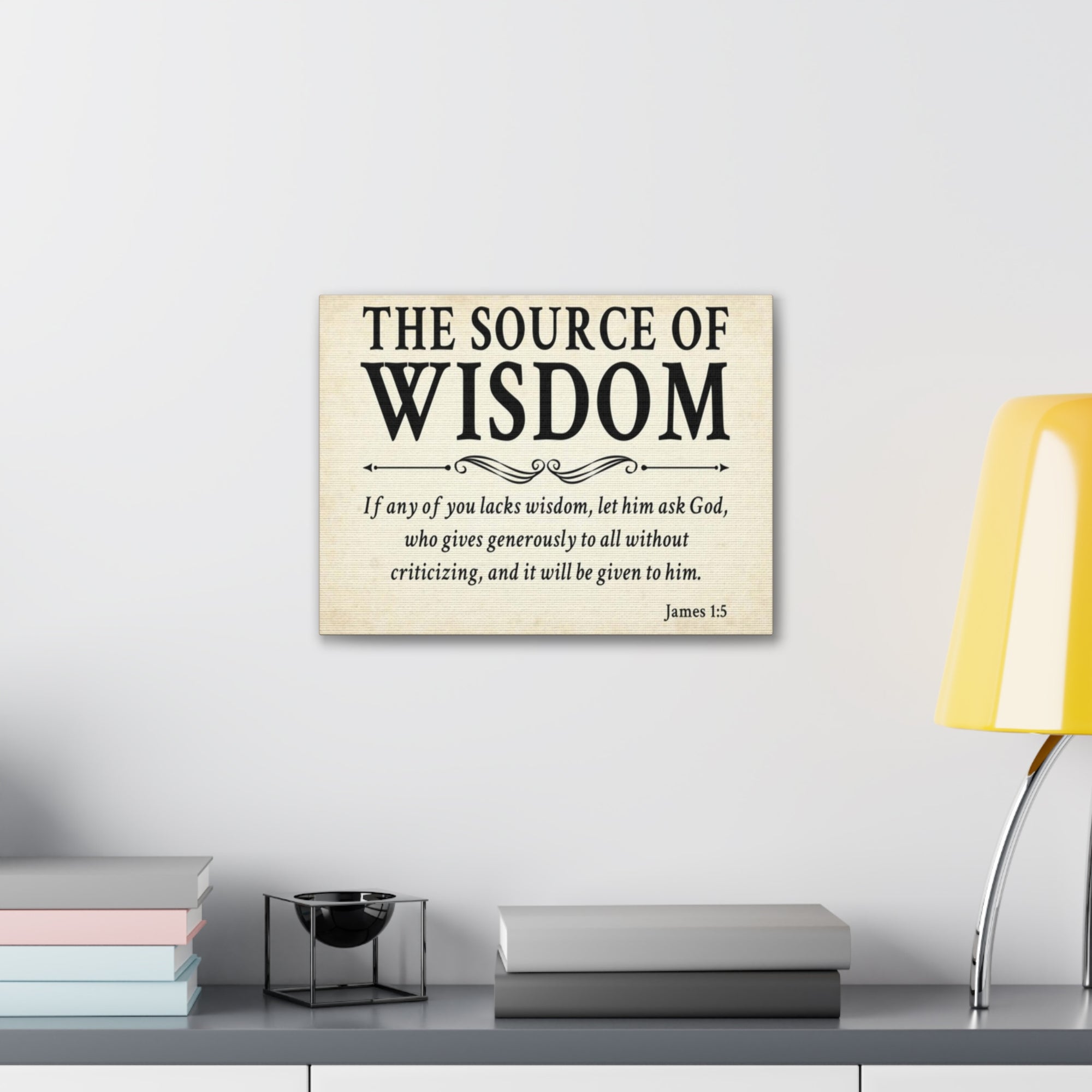 Scripture Walls James 1:5 The Source of Wisdom White Bible Verse Canvas Christian Wall Art Ready to Hang Unframed-Express Your Love Gifts