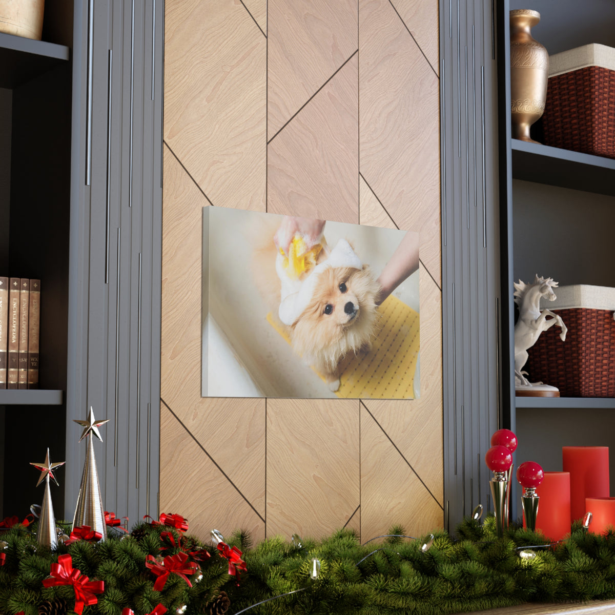 Cute Pomeranian Bathee Canvas Wall Art for Home Decor Ready-to-Hang-Express Your Love Gifts