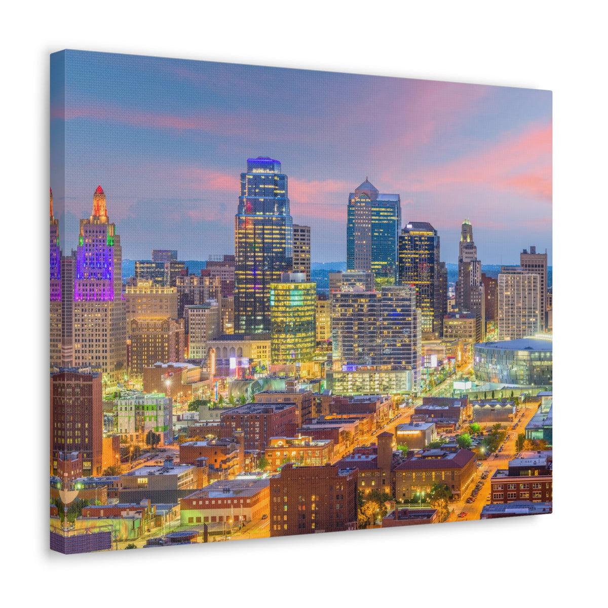 Kansas City Night Skyline Canvas Artwork High-Quality Breathtaking Stunning Cityscape for Home Decor Ready to Hang-Express Your Love Gifts