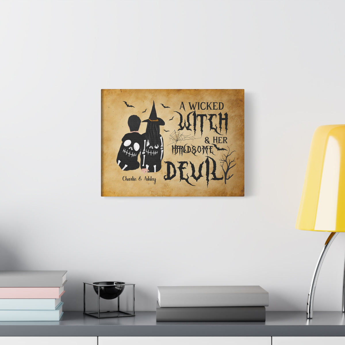 Personalized Wicked Witch & Handsome Devil Halloween Canvas Wall Art-Express Your Love Gifts