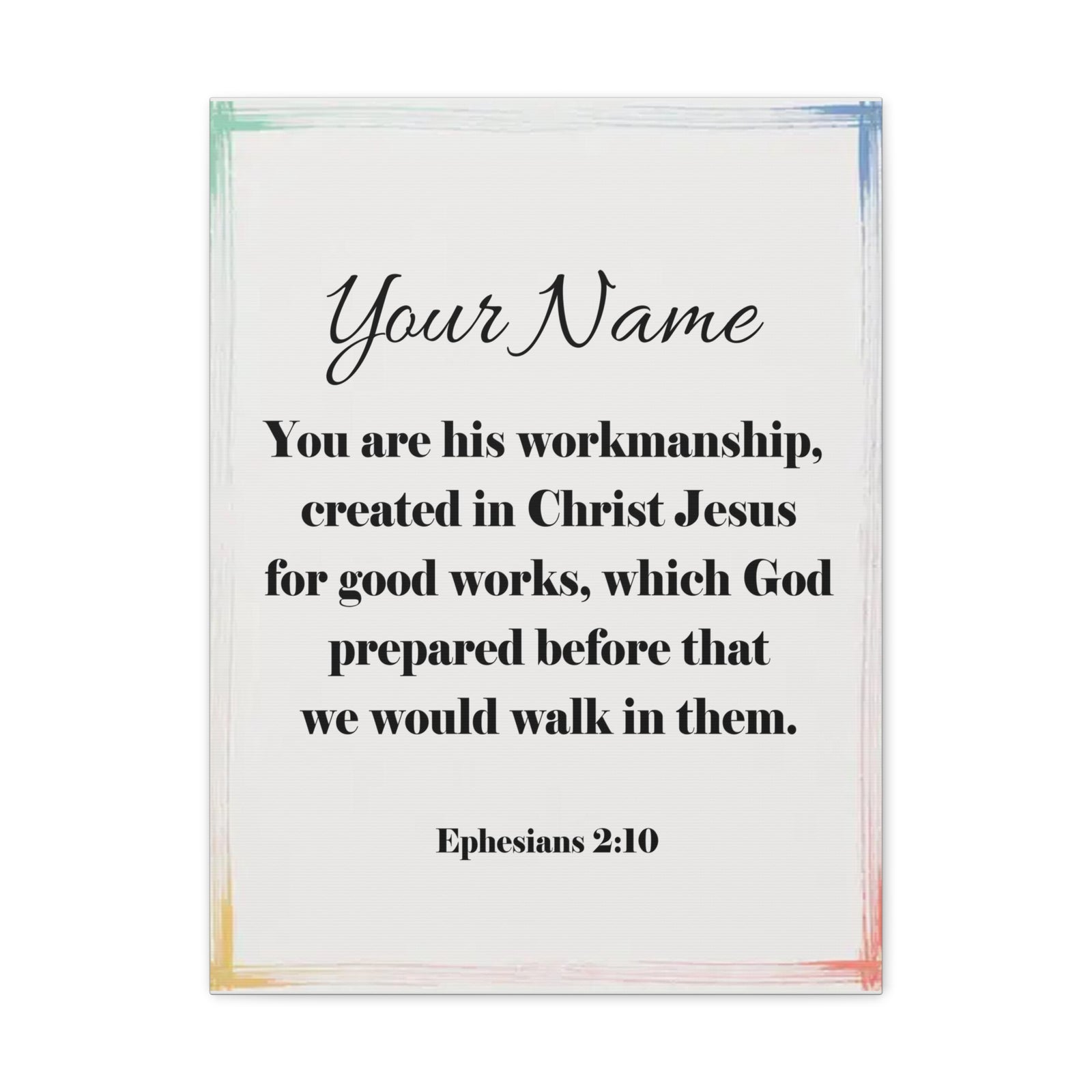 Scripture Walls Personalized Ephesians 2:10 Bible Chapter Canvas Christian Wall Art Ready to Hang-Express Your Love Gifts