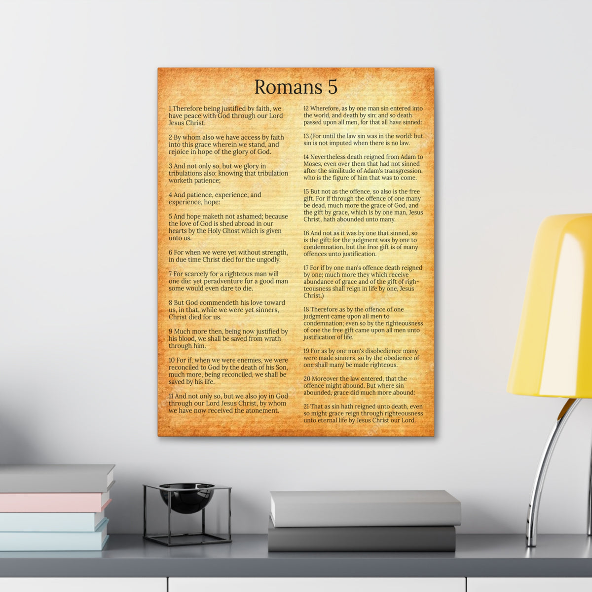 Scripture Walls Romans 5 Gold Christian Wall Art Print Ready to Hang Unframed-Express Your Love Gifts
