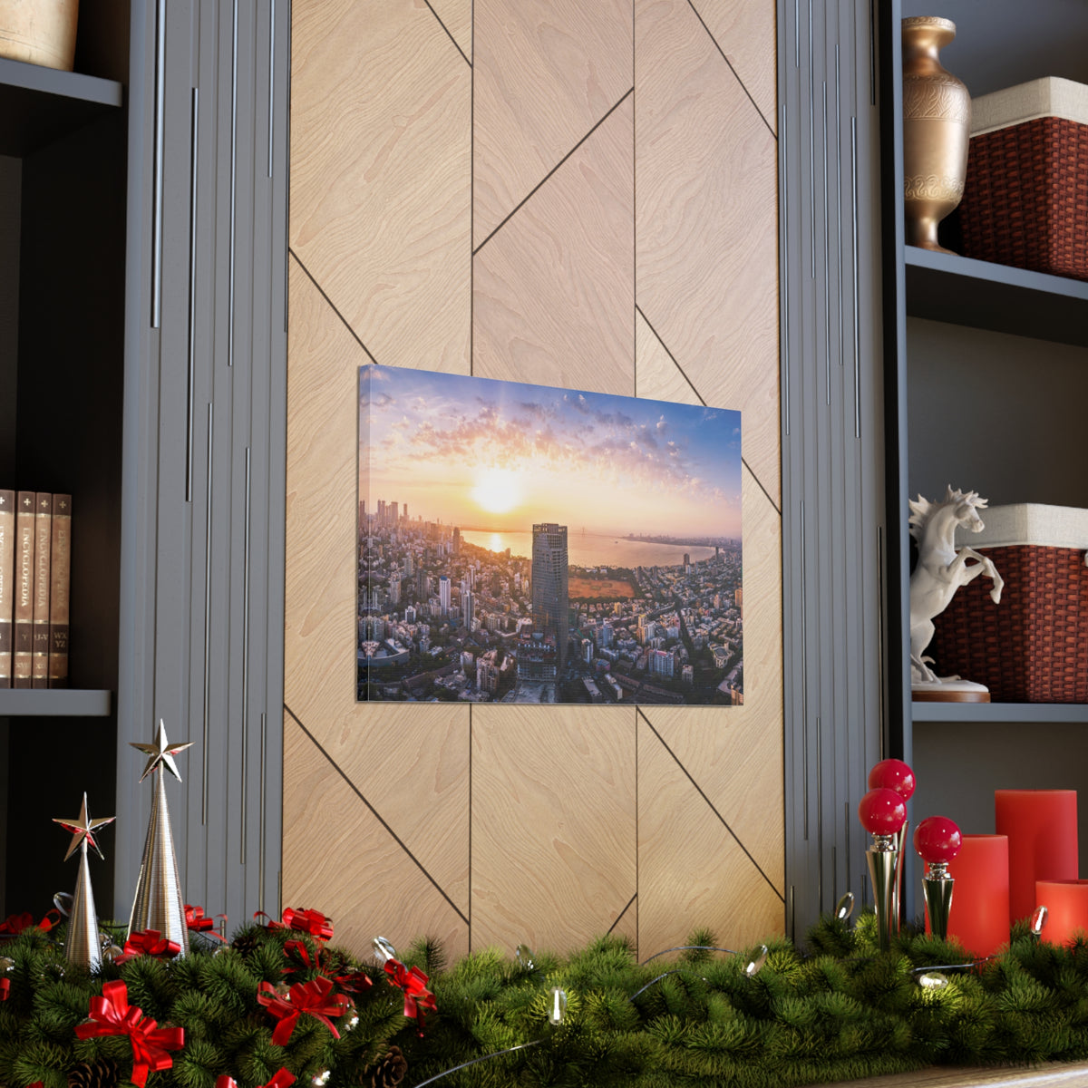 Mumbai Daytime Skyline Canvas Artwork High-Quality Breathtaking Stunning Cityscape for Home Decor Ready to Hang-Express Your Love Gifts