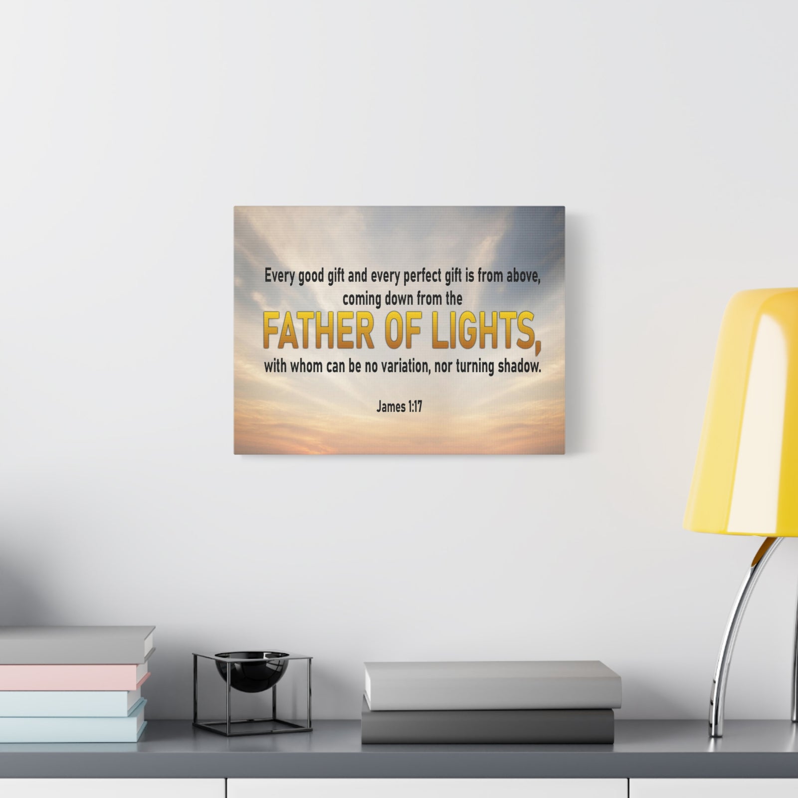 Bible Verse Canvas Father of Lights James 1:17 Scripture Wall Art Christian Home Decor-Express Your Love Gifts