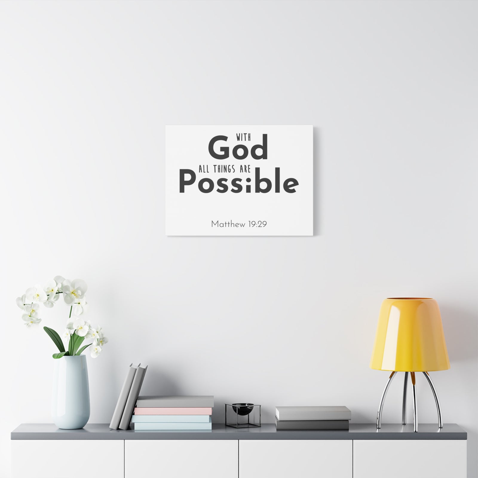Scripture Canvas With God All Things Matthew 19:29 Christian Wall Art Bible Verse Print Ready To Hang-Express Your Love Gifts