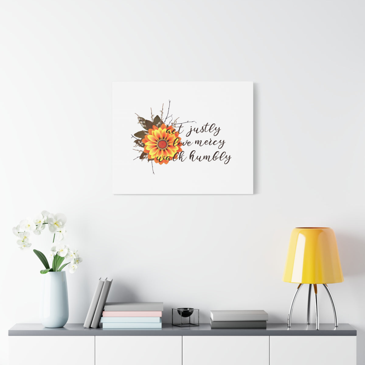 Scripture Walls Micah 6:8 Act Justly Sunflower Bible Verse Canvas Christian Wall Art Ready to Hang Unframed-Express Your Love Gifts