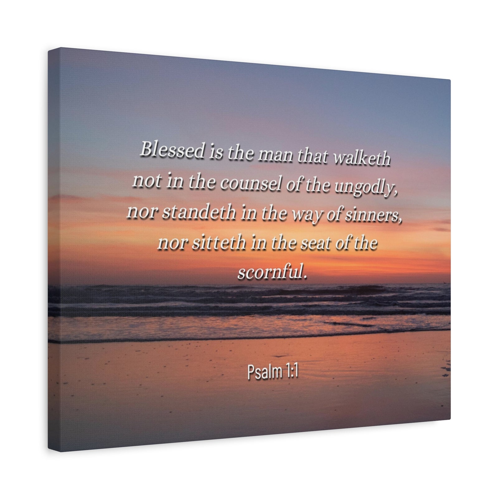 Scripture Canvas Blessed Sky Psalm 1:1 Christian Wall Art Bible Verse Print Ready to Hang-Express Your Love Gifts