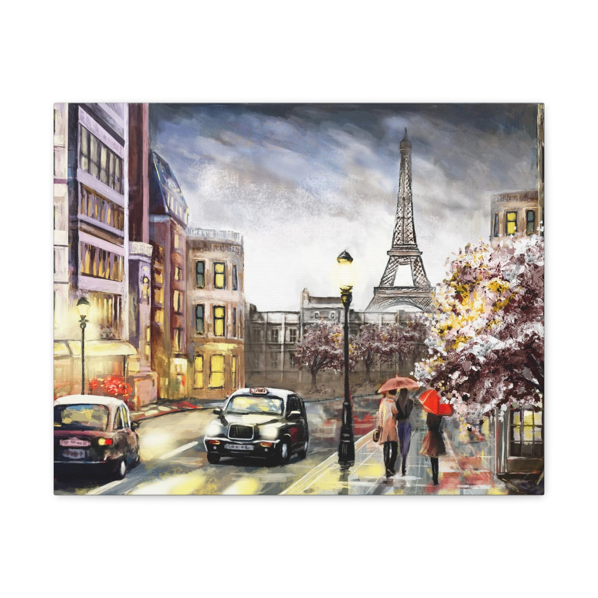 Paris Couple Red Umbrella France Canvas Artwork High-Quality Breathtaking French City for Home Decor Ready to Hang-Express Your Love Gifts