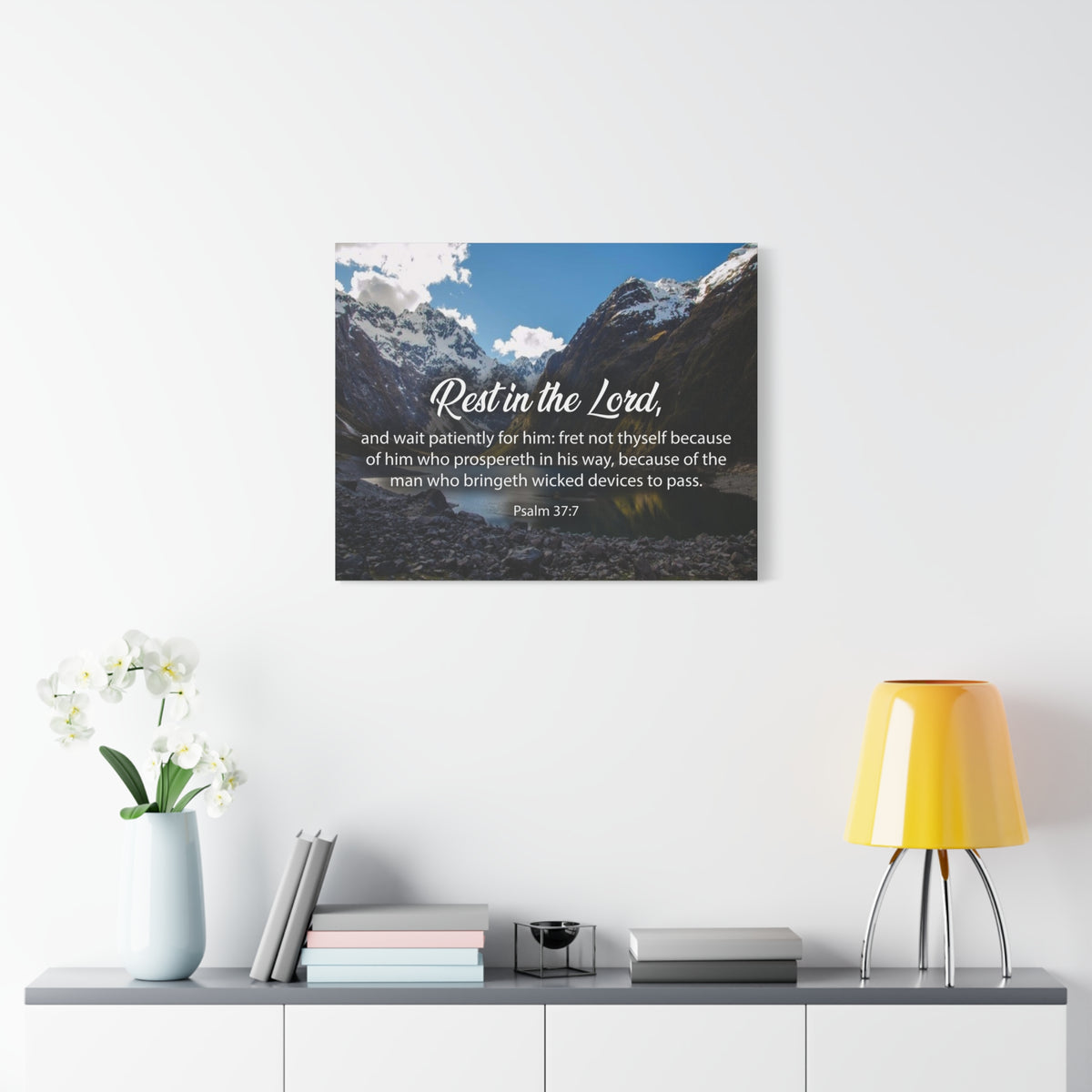 Bible Verse Canvas Rest in The Lord Psalm 37:7 Christian Home Decor Scripture Art-Express Your Love Gifts