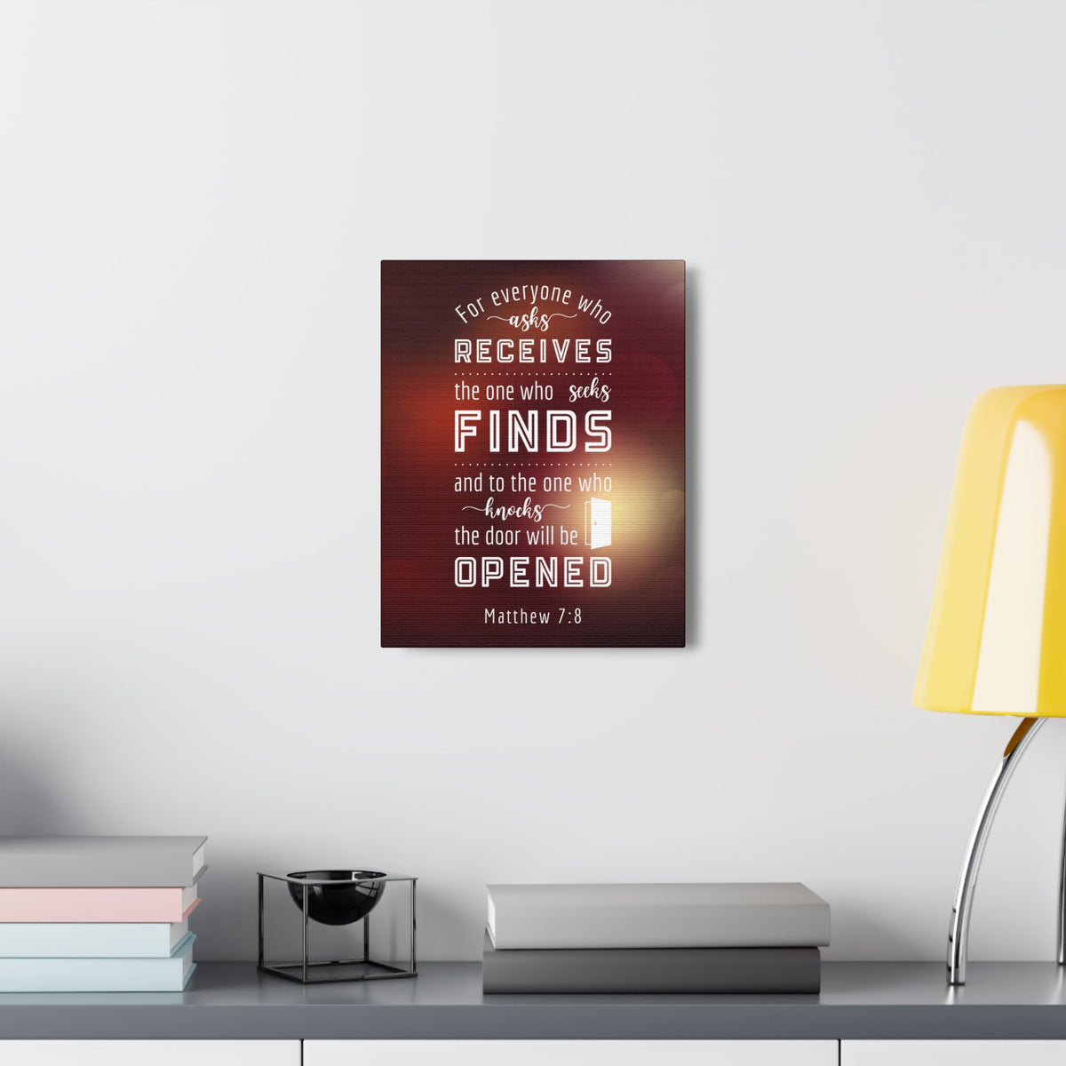 Scripture Canvas The Door Will Be Opened Matthew 7:8 Wall Art Bible Verse Print Ready to Hang-Express Your Love Gifts