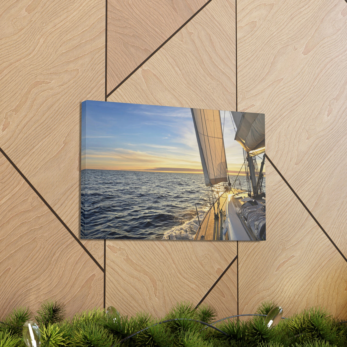 Sailboat Sailing In The Sea At Sunset Ocean Canvas Wall Art for Home Decor Ready-to-Hang-Express Your Love Gifts