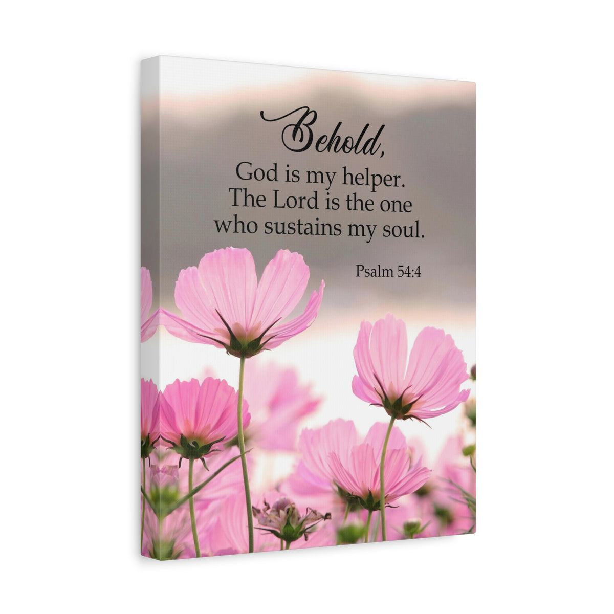 Scripture Canvas Behold, God is My Helper Psalm 54:4 Christian Wall Art Bible Verse Print Ready to Hang-Express Your Love Gifts