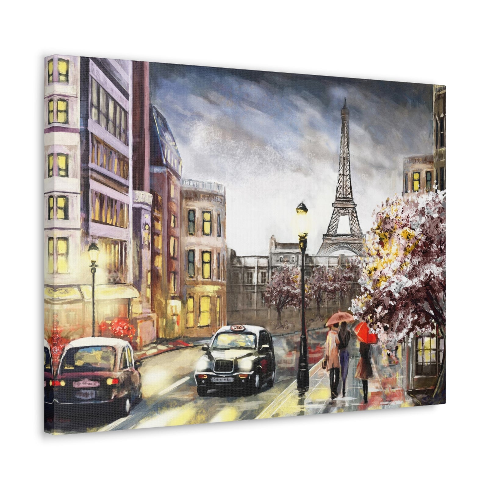 Paris Couple Red Umbrella France Canvas Artwork High-Quality Breathtaking French City for Home Decor Ready to Hang-Express Your Love Gifts