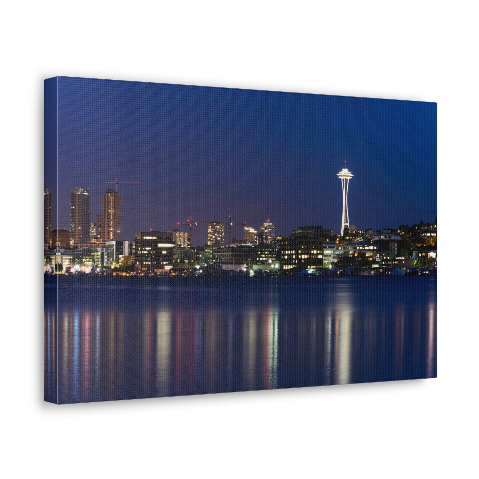Seattle Night Skyline Canvas Artwork High-Quality Breathtaking Stunning Cityscape for Home Decor Ready to Hang-Express Your Love Gifts