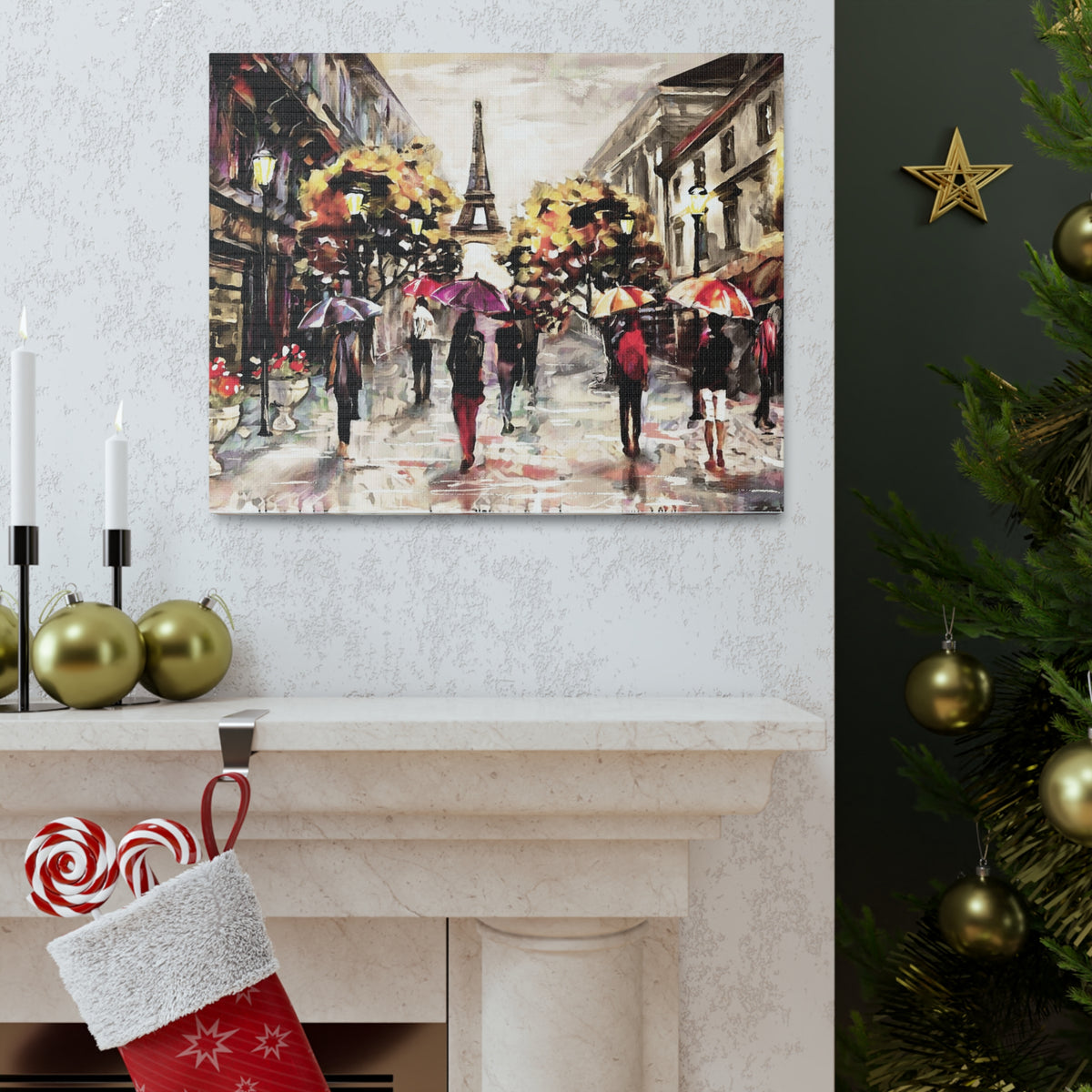 Paris Urban People Walking France Canvas Artwork High-Quality Breathtaking French City for Home Decor Ready to Hang-Express Your Love Gifts