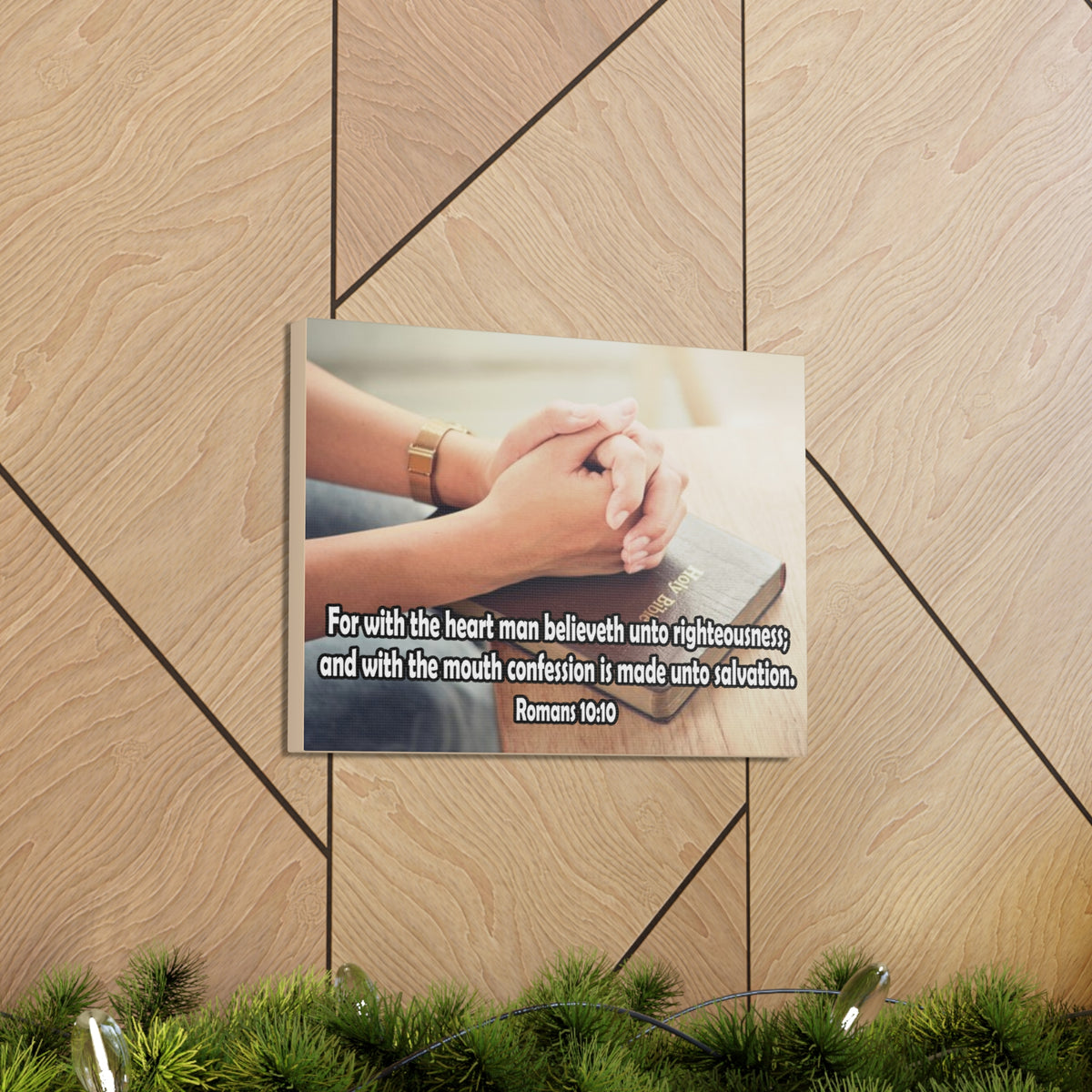 Bible Verse Canvas Convention is Unto Romans 10:10 Christian Home Décor Wall Art Scripture Ready to Hang Faith Print-Express Your Love Gifts