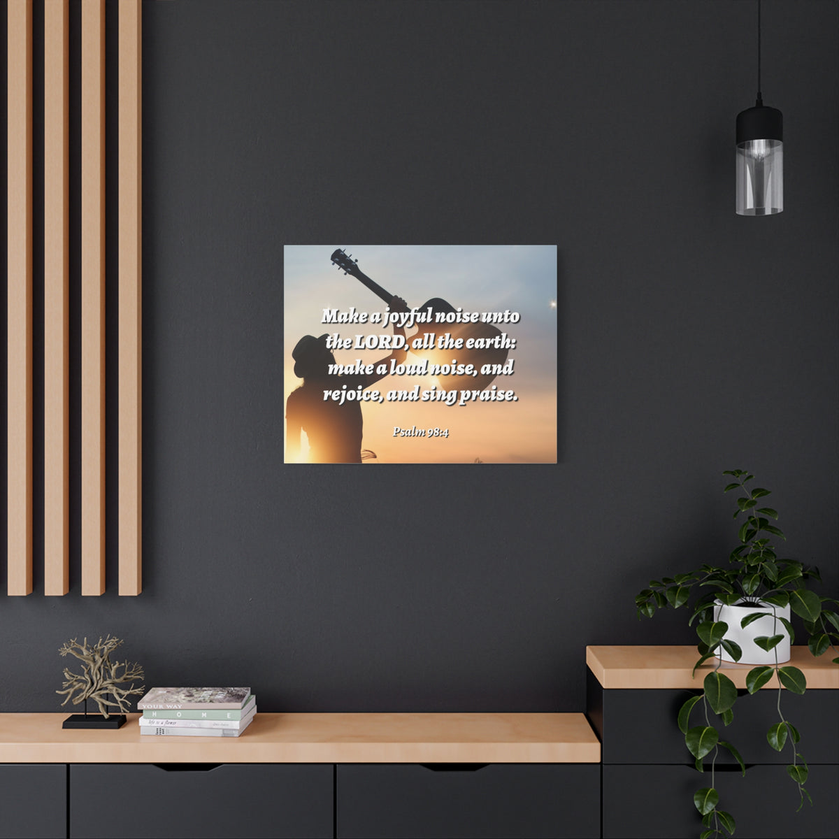Scripture Canvas Sing Praise Psalm 98:4 Christian Wall Art Bible Verse Print Ready to Hang-Express Your Love Gifts