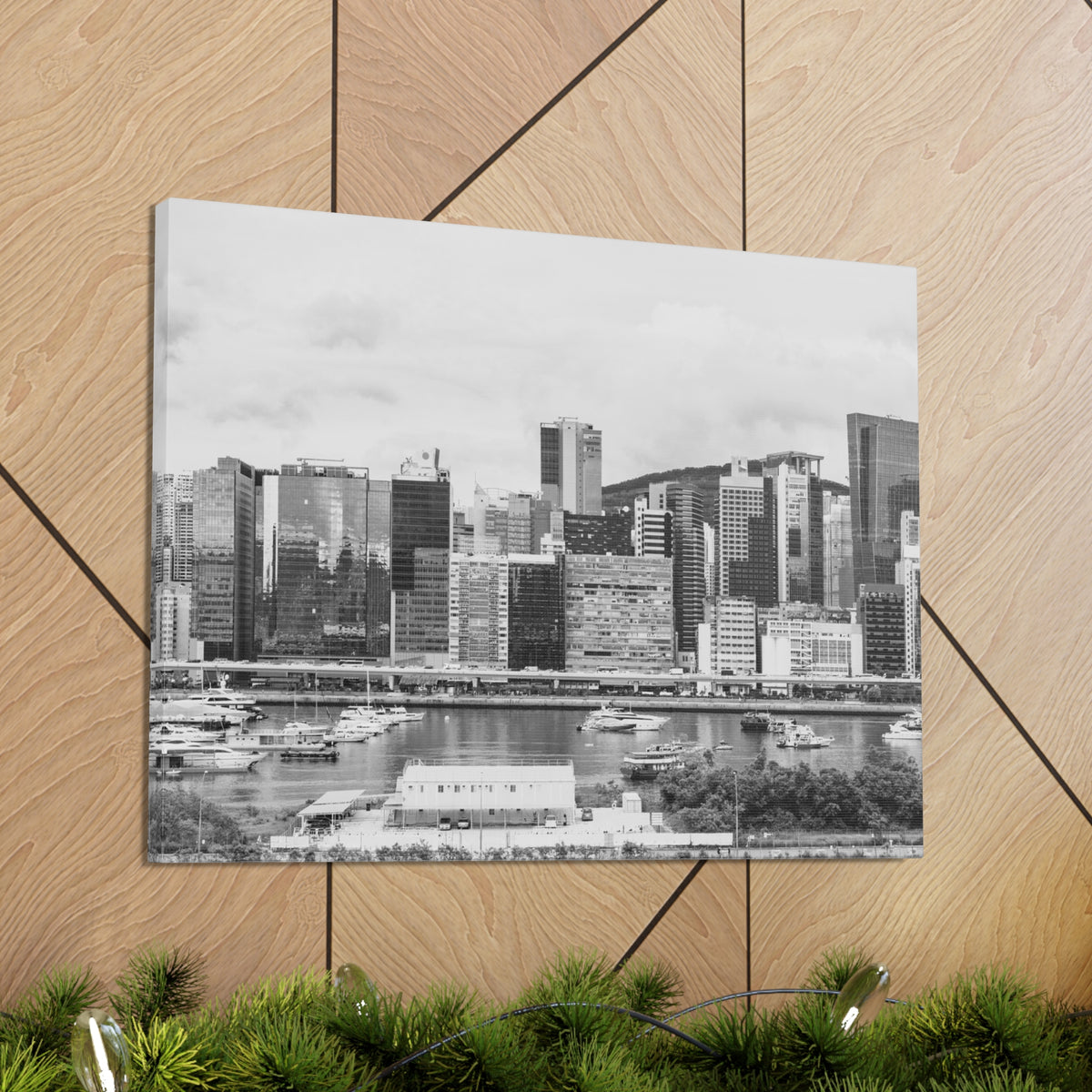 Hong Kong Black And White Skyline Canvas Artwork High-Quality Breathtaking Stunning Cityscape for Home Decor Ready to Hang-Express Your Love Gifts