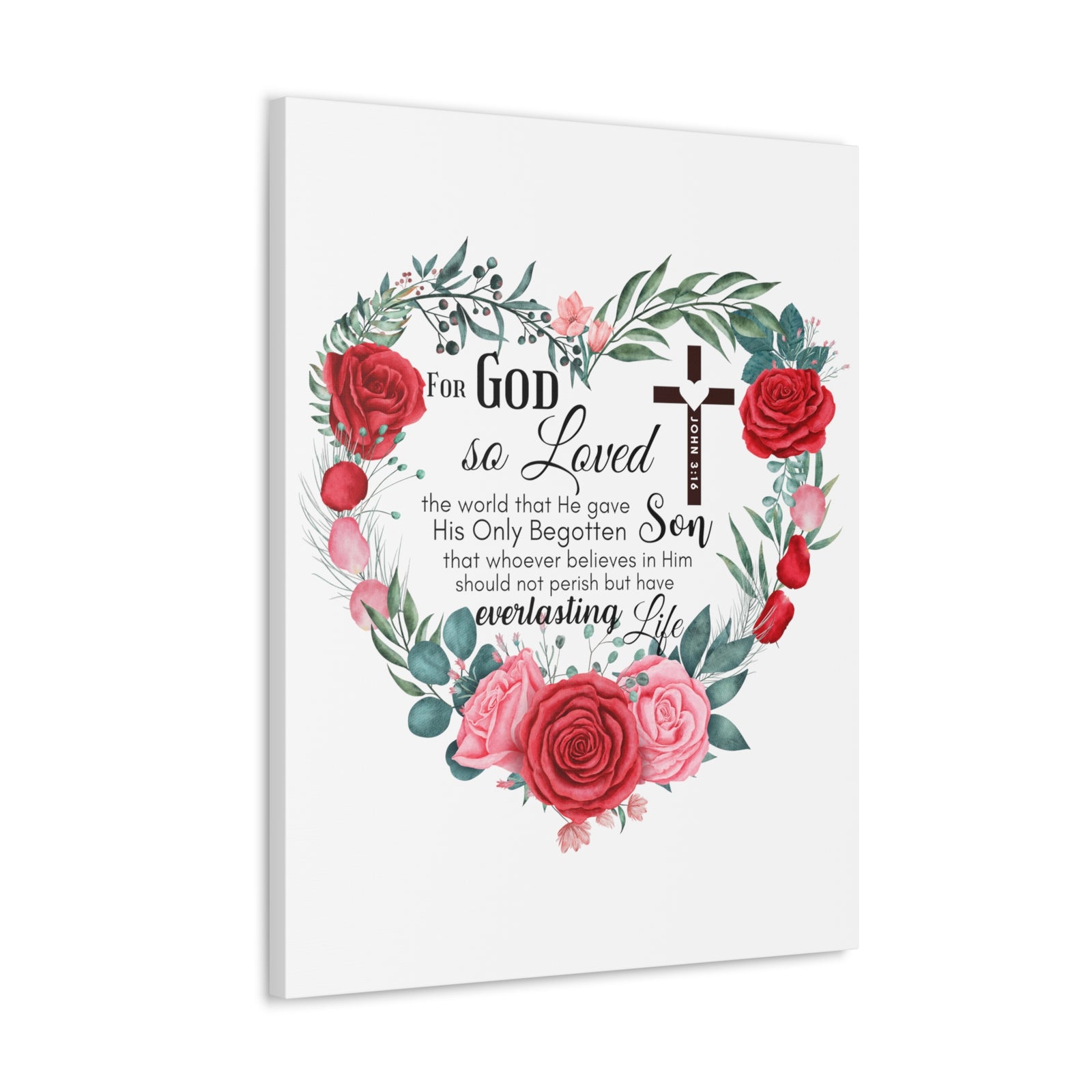 Scripture Walls John 3:16 Everlasting Life Bible Verse Canvas Christian Wall Art Ready to Hang Unframed-Express Your Love Gifts