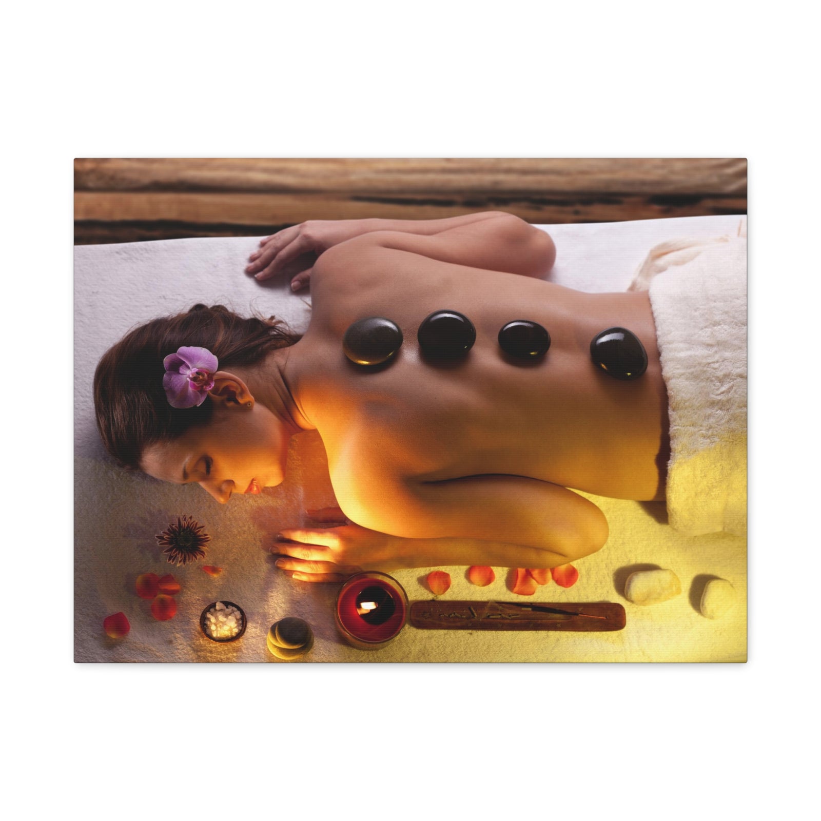 Woman Getting Spa Forest Floral Nature Photography Canvas Wall Art for Home Decor Ready-to-Hang-Express Your Love Gifts