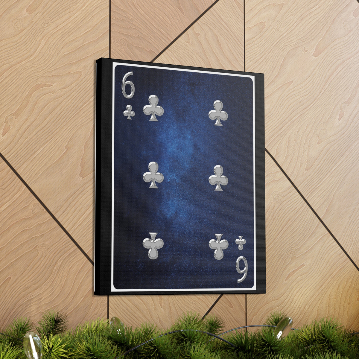 Six Of Clubs Space Background Playing Card Canvas Wall Art for Home Decor Ready-to-Hang-Express Your Love Gifts