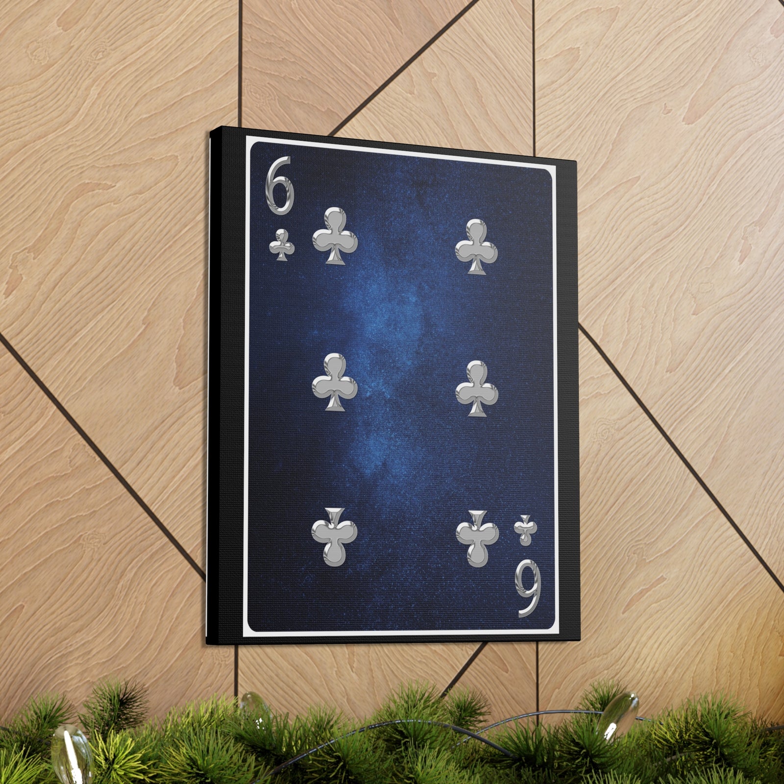 Six Of Clubs Space Background Playing Card Canvas Wall Art for Home Decor Ready-to-Hang-Express Your Love Gifts