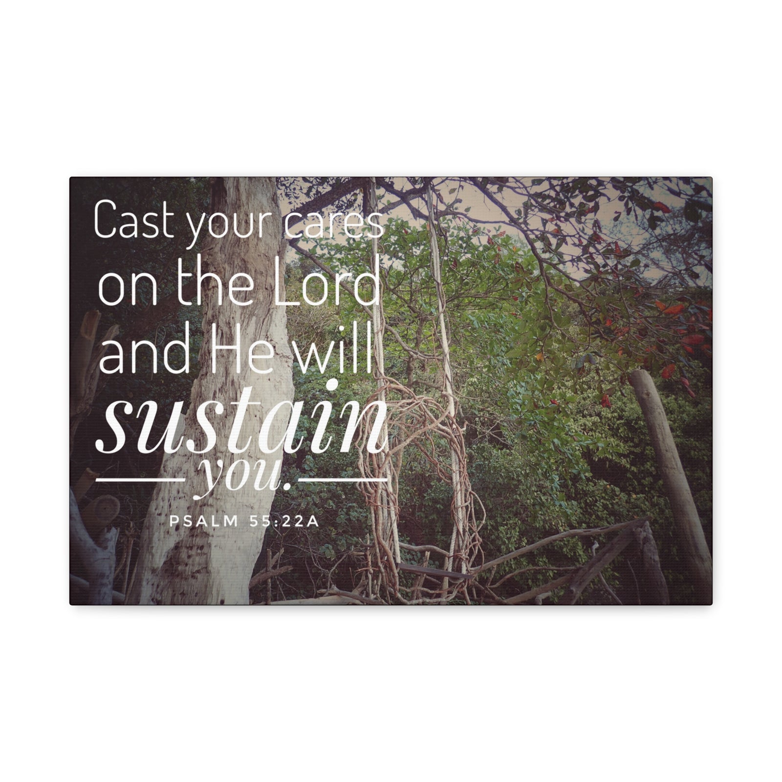 Scripture Walls He Will Sustain You Psalm 55:22 Bible Verse Canvas Christian Wall Art Ready to Hang-Express Your Love Gifts