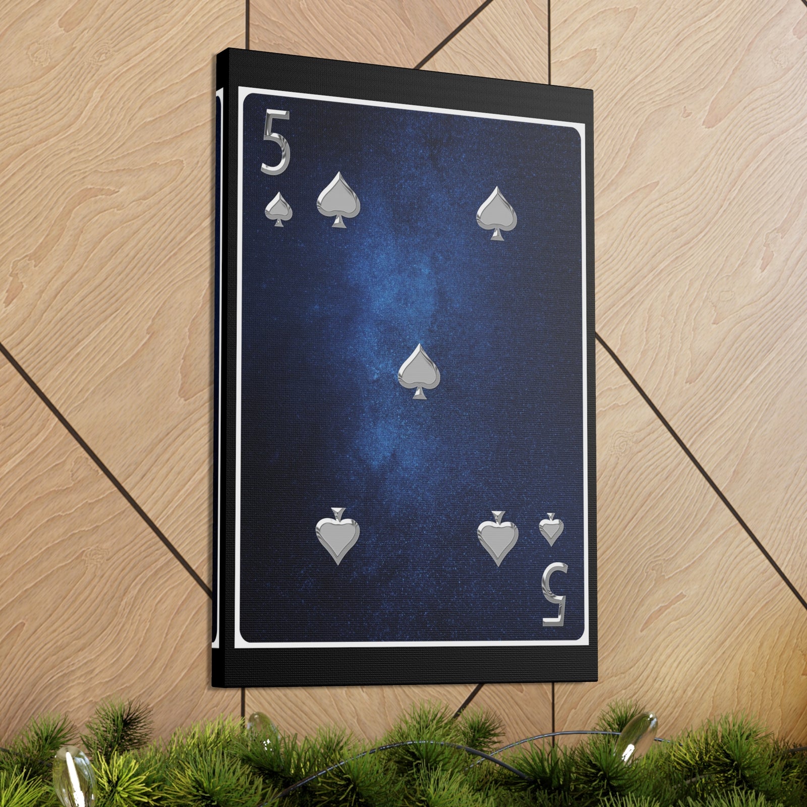 Five Of Spades Space Background Playing Card Canvas Wall Art for Home Decor Ready-to-Hang-Express Your Love Gifts