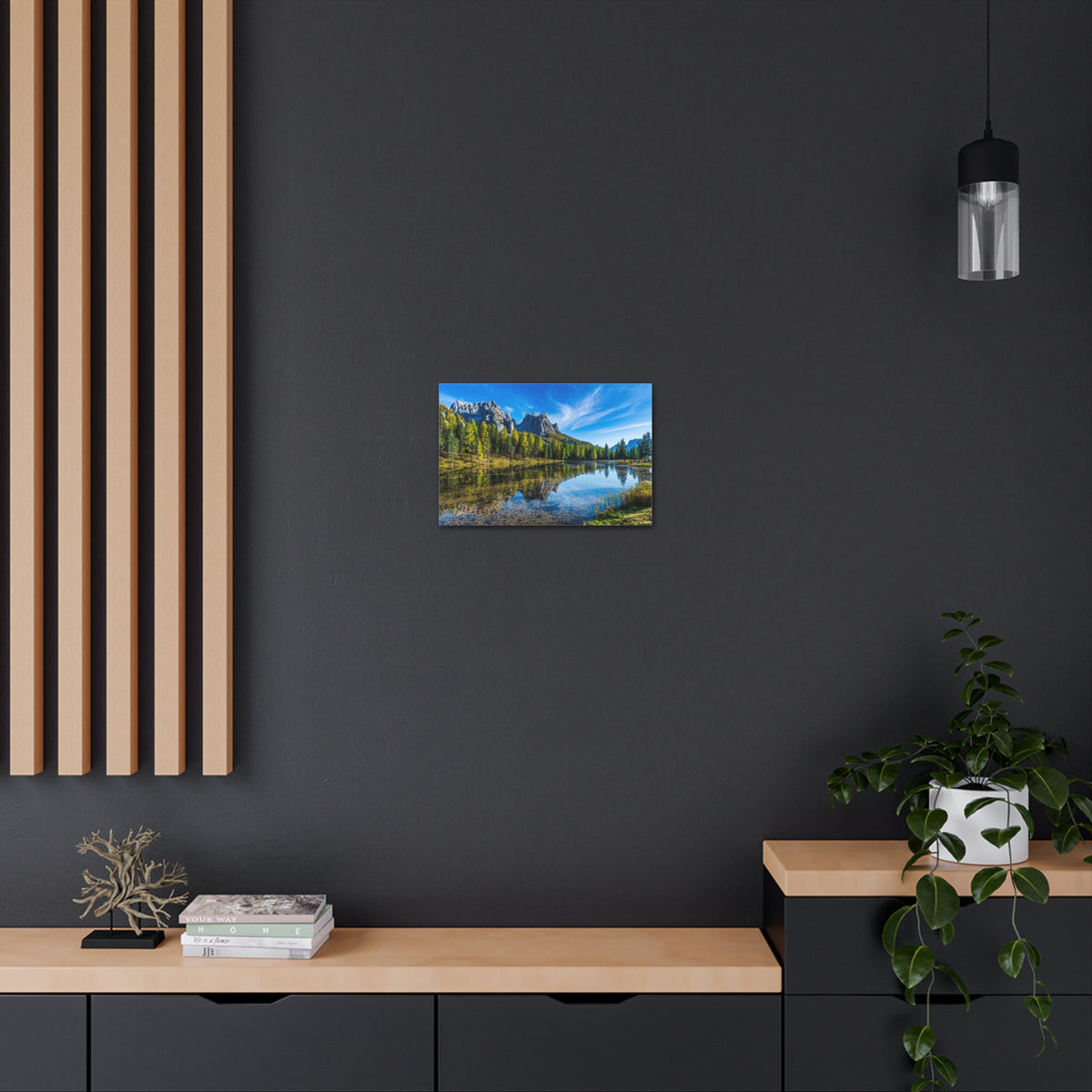 Valley Mountain Lake Nature Wilderness Photography Canvas Wall Art for Home Decor Ready-to-Hang-Express Your Love Gifts