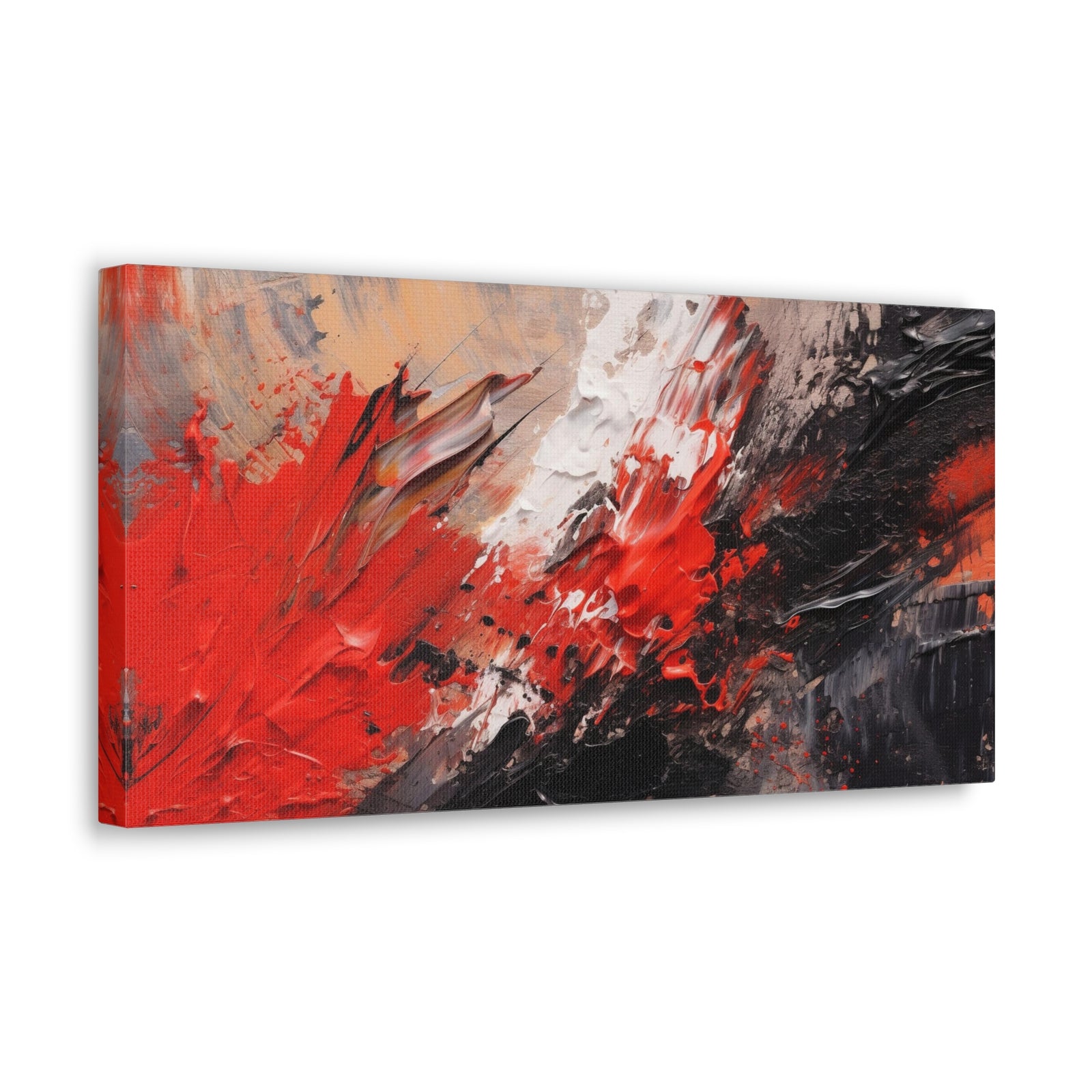 Abstract Oil Painting White Red Black Brushstrokes Painting Canvas Wall Art for Home Decor Ready-to-Hang-Express Your Love Gifts