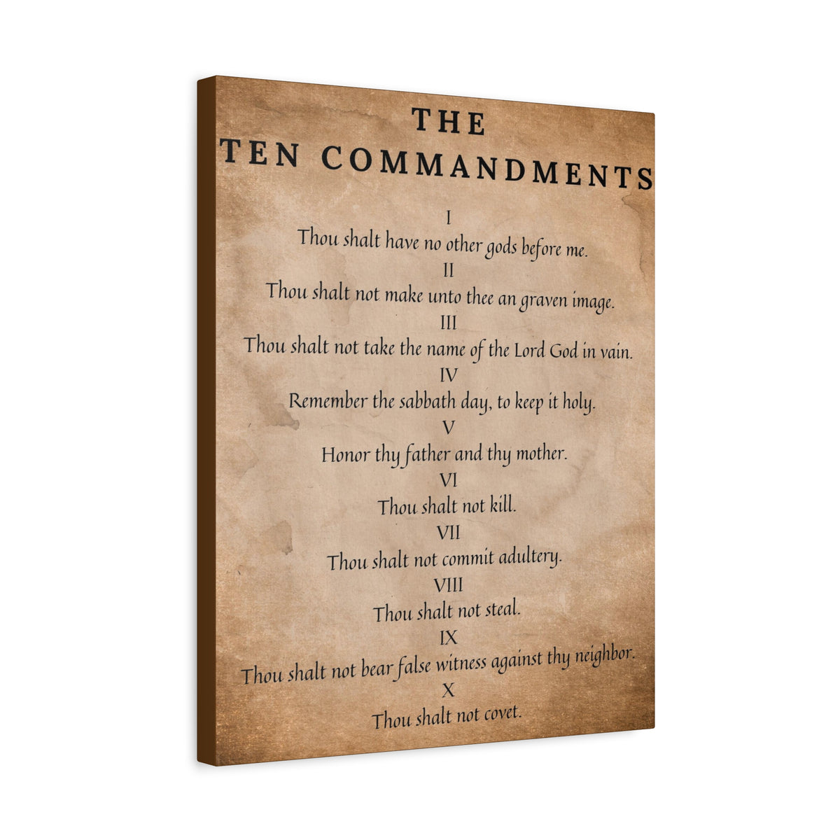 Scripture Canvas 10 Commandments Brown Christian Wall Art Bible Verse Print Ready to Hang-Express Your Love Gifts