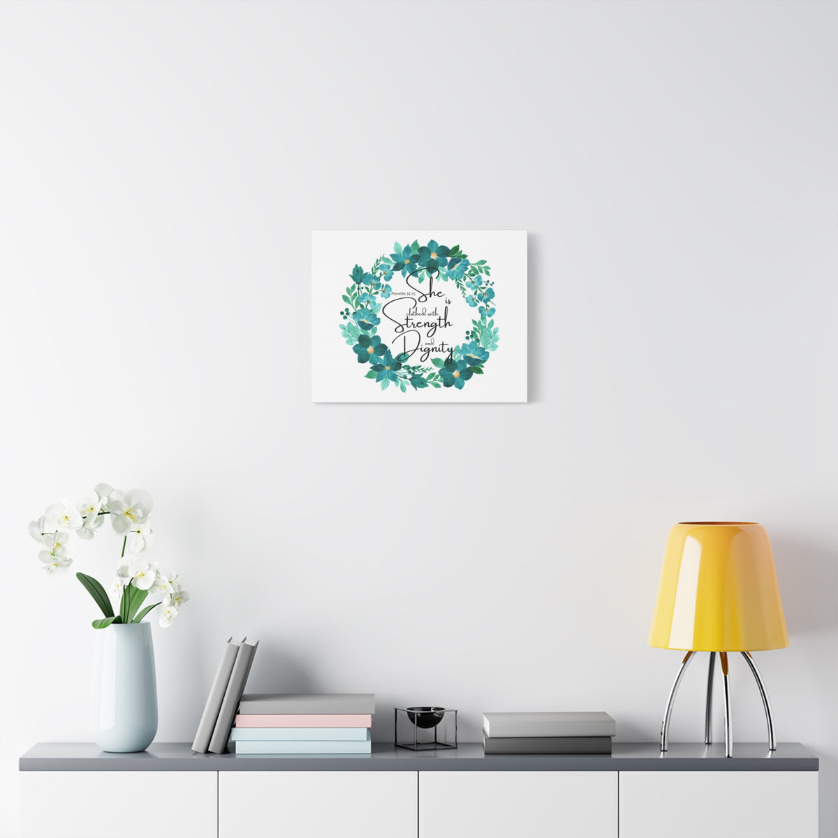 Scripture Walls Proverbs 31:25 Strength And Dignity Within Her Bible Verse Canvas Christian Wall Art Ready to Hang Unframed-Express Your Love Gifts