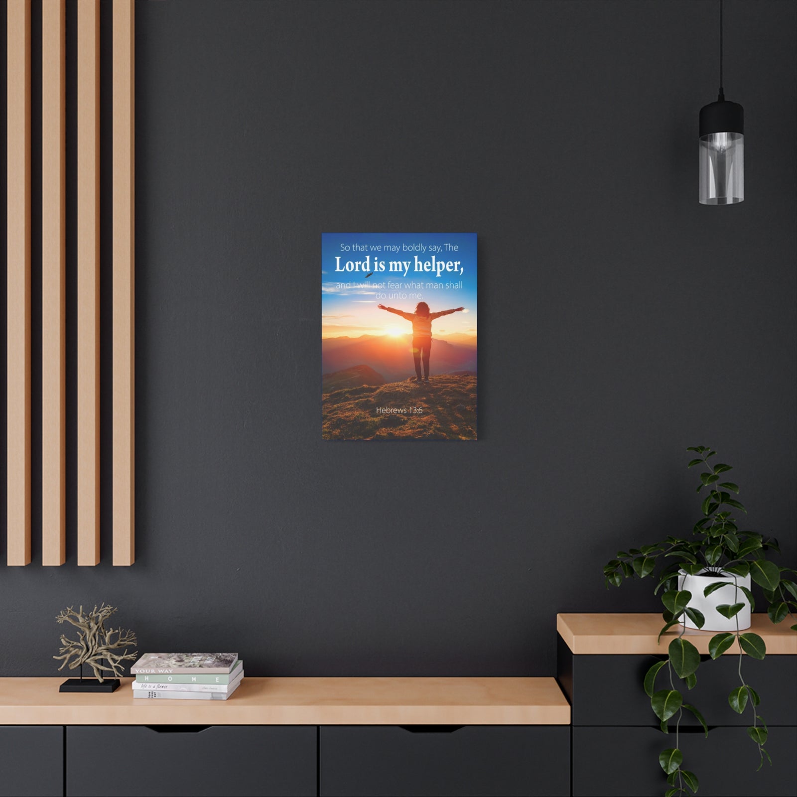 Scripture Walls Lord is My Helper Hebrews 13:6 Bible Verse Canvas Christian Wall Art Ready to Hang Unframed-Express Your Love Gifts