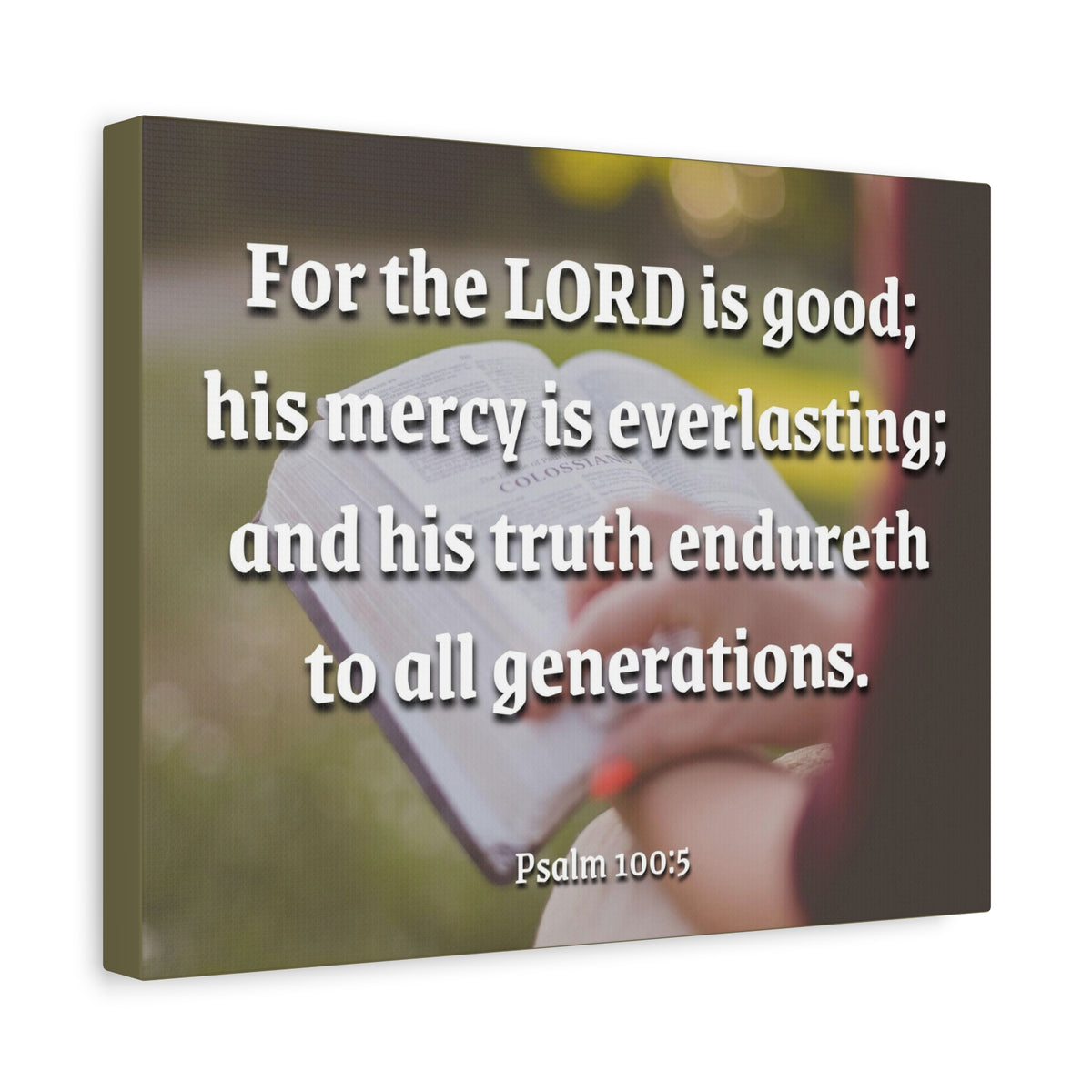 Scripture Canvas Mercy Is Everlasting Psalms 100:5 Christian Wall Art Bible Verse Print Ready to Hang-Express Your Love Gifts