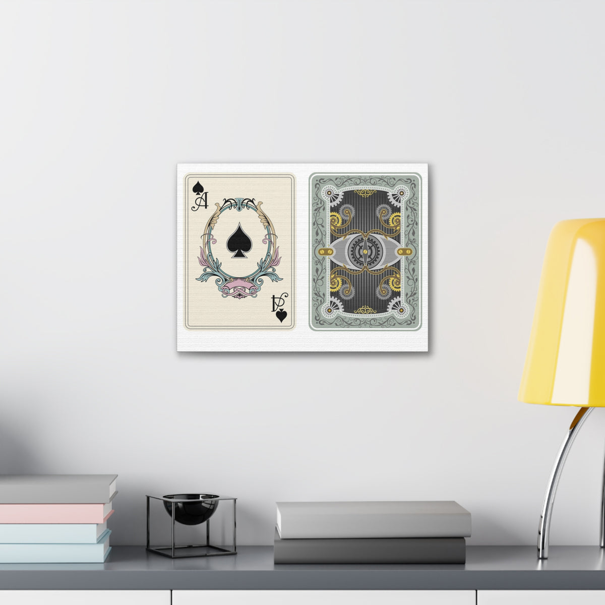 Steampunk Style Ace Of Spades Playing Card Canvas Wall Art for Home Decor Ready-to-Hang-Express Your Love Gifts