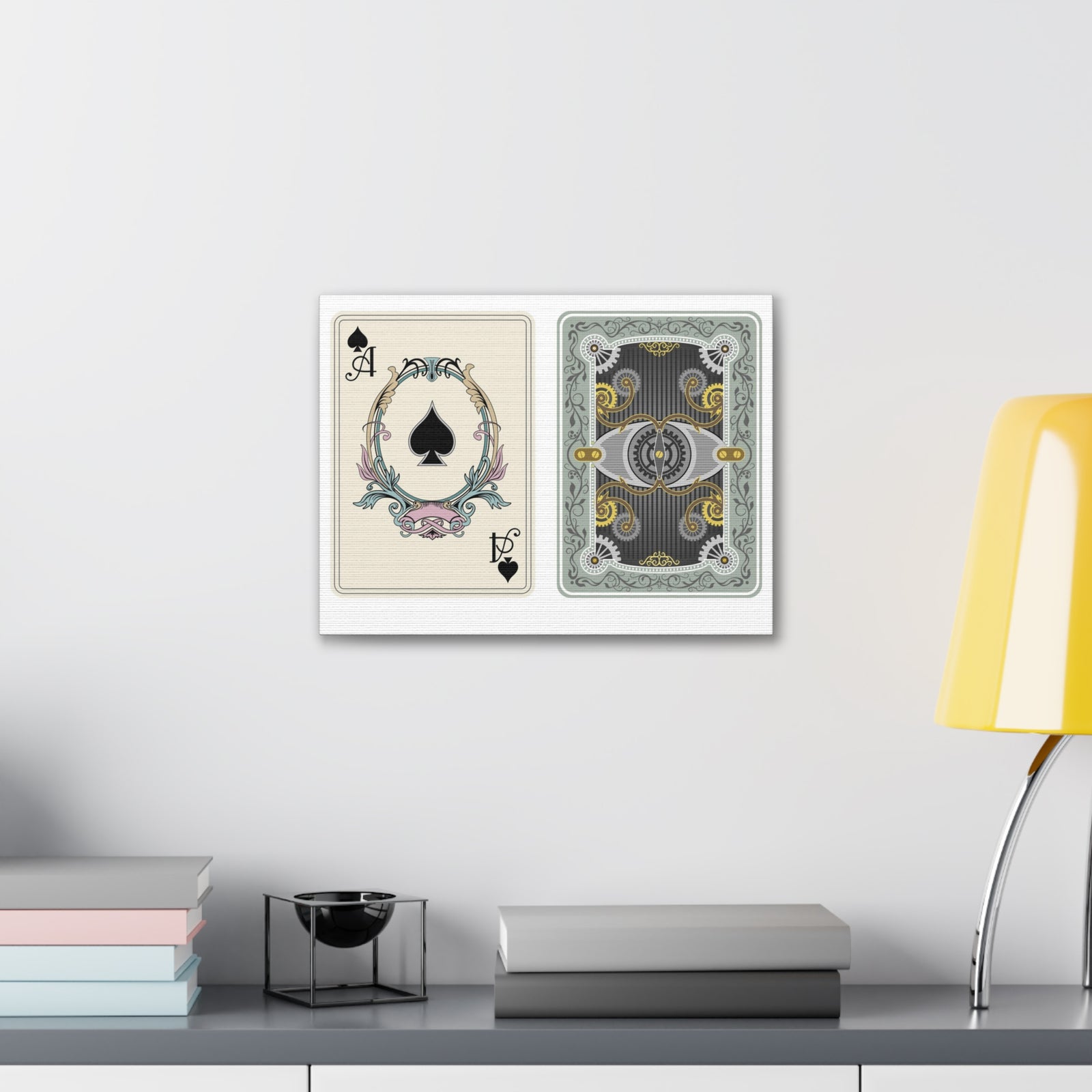 Steampunk Style Ace Of Spades Playing Card Canvas Wall Art for Home Decor Ready-to-Hang-Express Your Love Gifts
