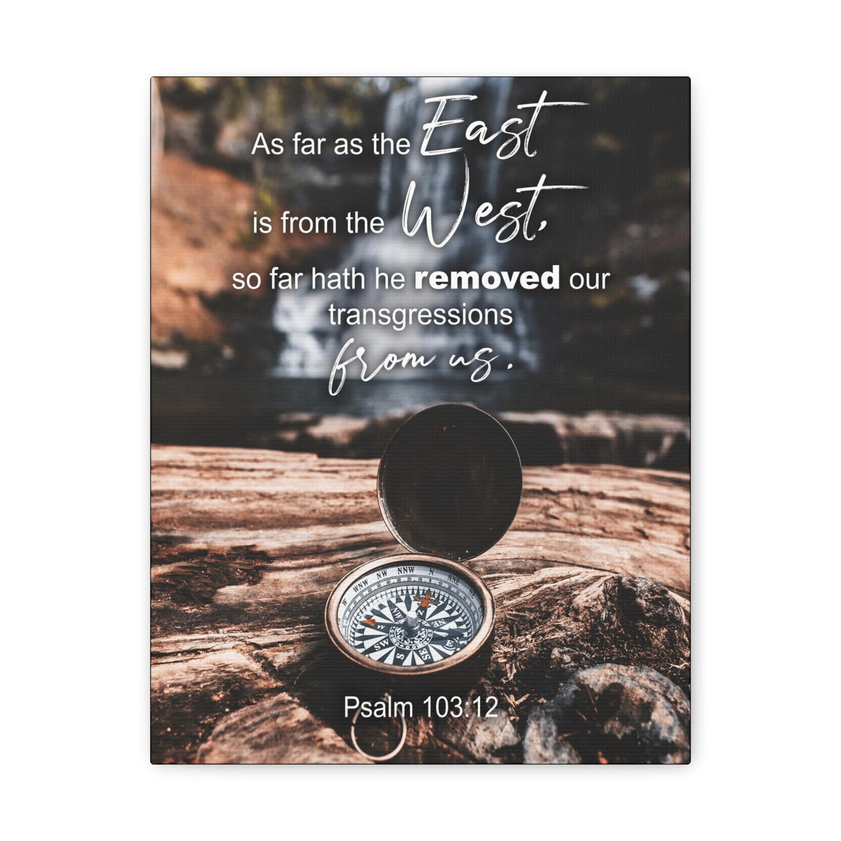 Scripture Canvas From Us Psalm 103:12 Christian Wall Art Bible Verse Print Ready to Hang-Express Your Love Gifts