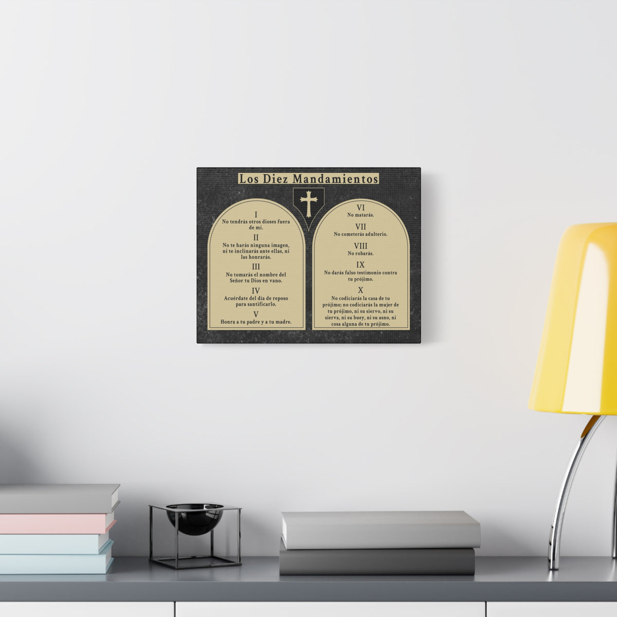 Scripture Walls 10 Commandments Spanish Los Diez Mandamientos Tablets Bible Verse Canvas Christian Wall Art Ready to Hang Unframed-Express Your Love Gifts