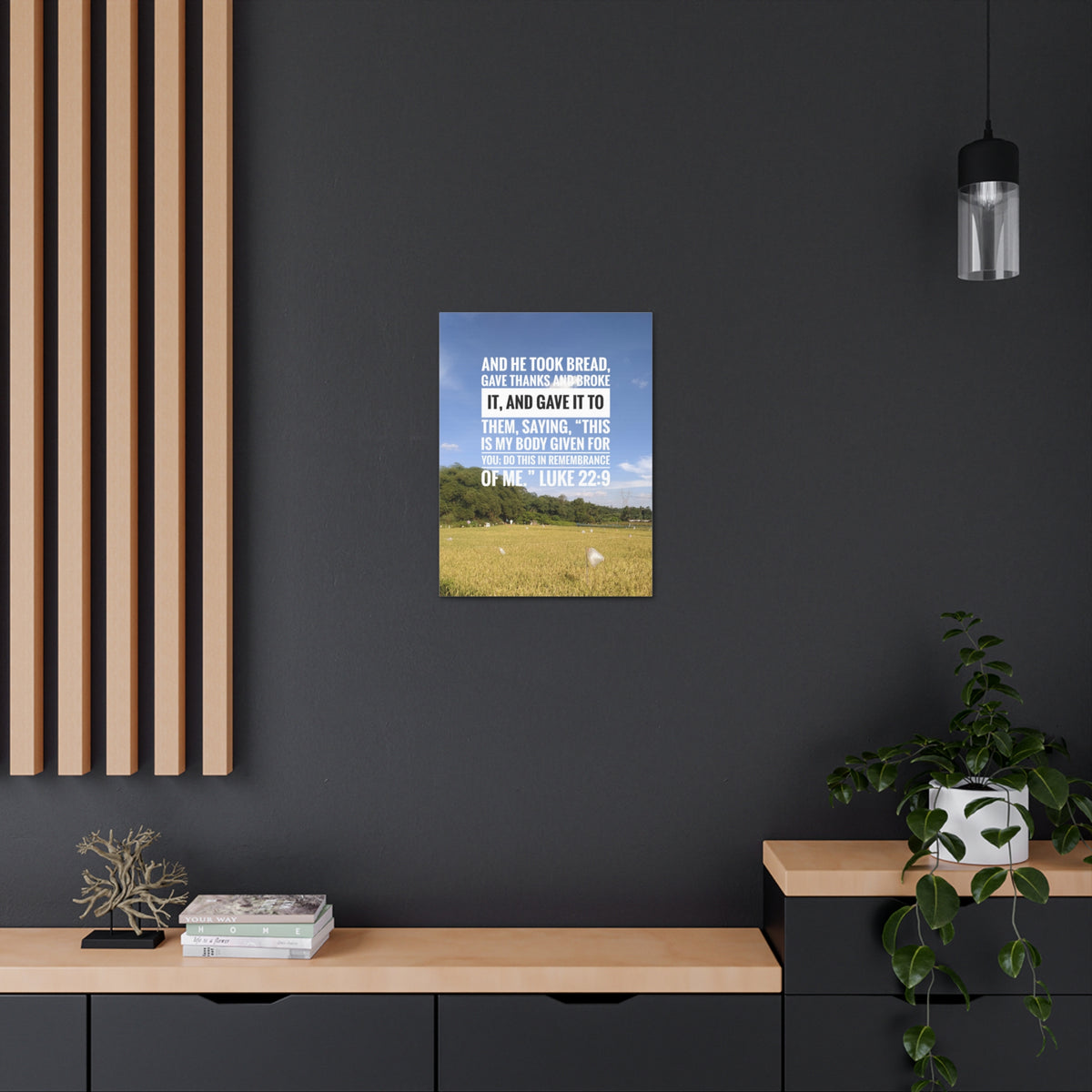 Scripture Canvas Gave Thanks Luke 22:9 Christian Wall Art Bible Verse Print Ready to Hang-Express Your Love Gifts