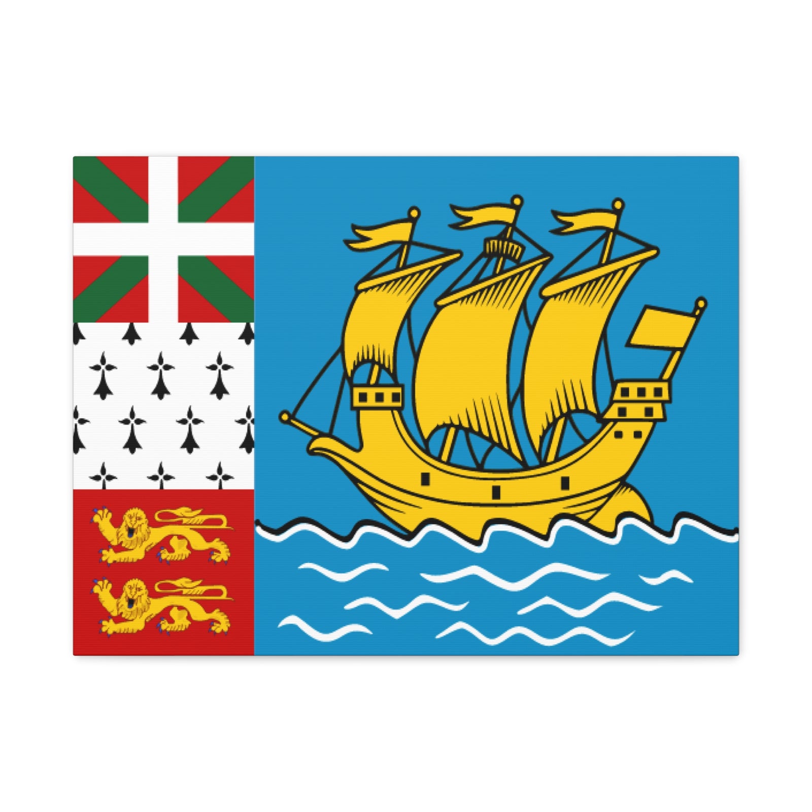 Saint Pierre and Miquelon Country Flag Canvas Vibrant Wall Art Unframed Home Decor-Express Your Love Gifts