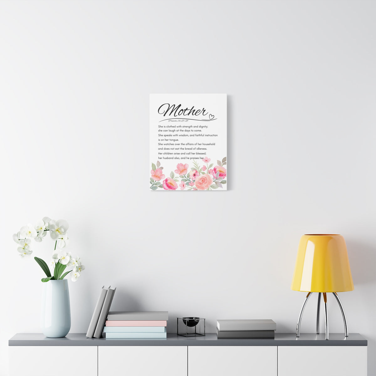 Scripture Walls Proverbs 31:25-28 Mother Bible Verse Canvas Christian Wall Art Ready to Hang Unframed-Express Your Love Gifts