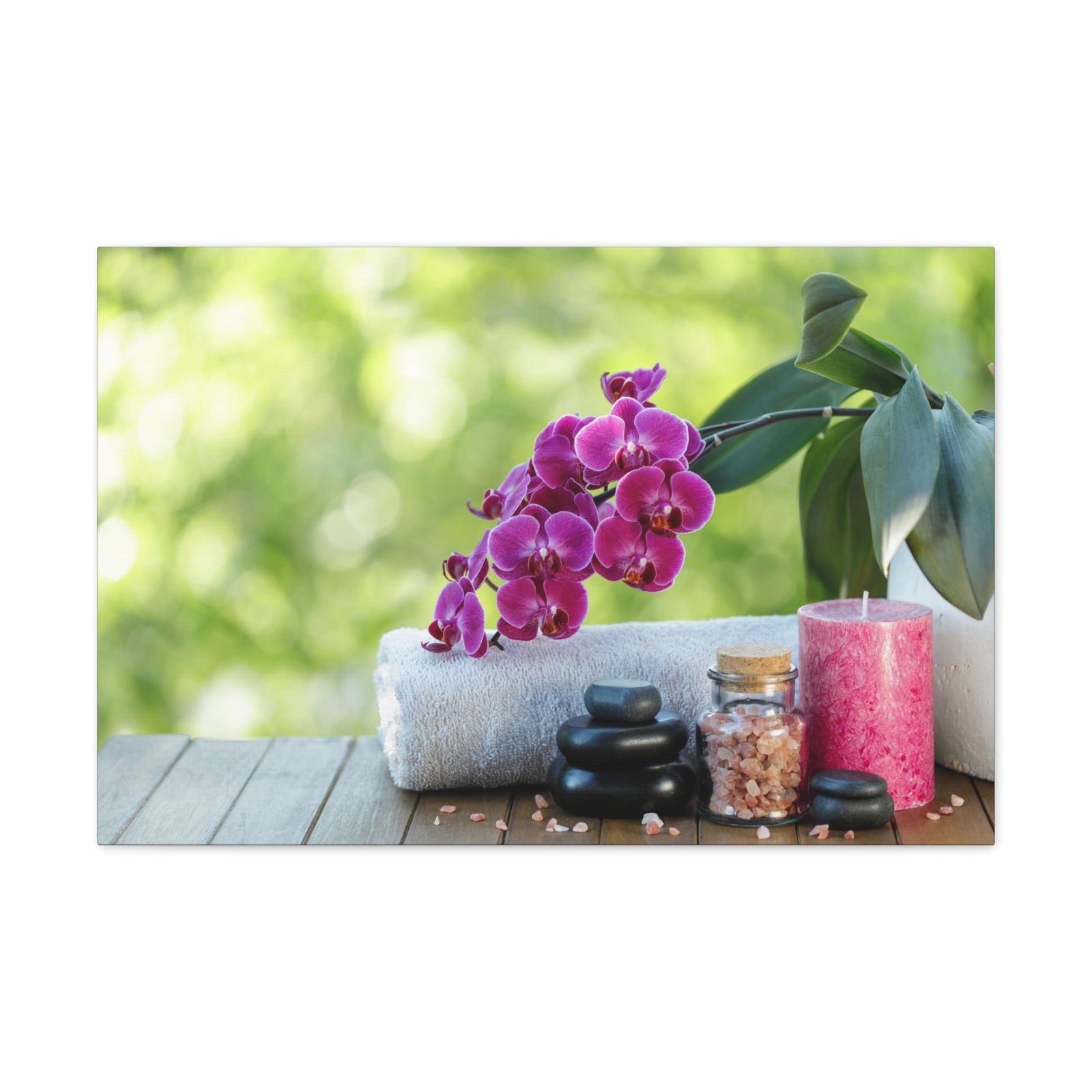 Spa Composition on Wooden Forest Floral Nature Photography Canvas Wall Art for Home Decor Ready-to-Hang-Express Your Love Gifts