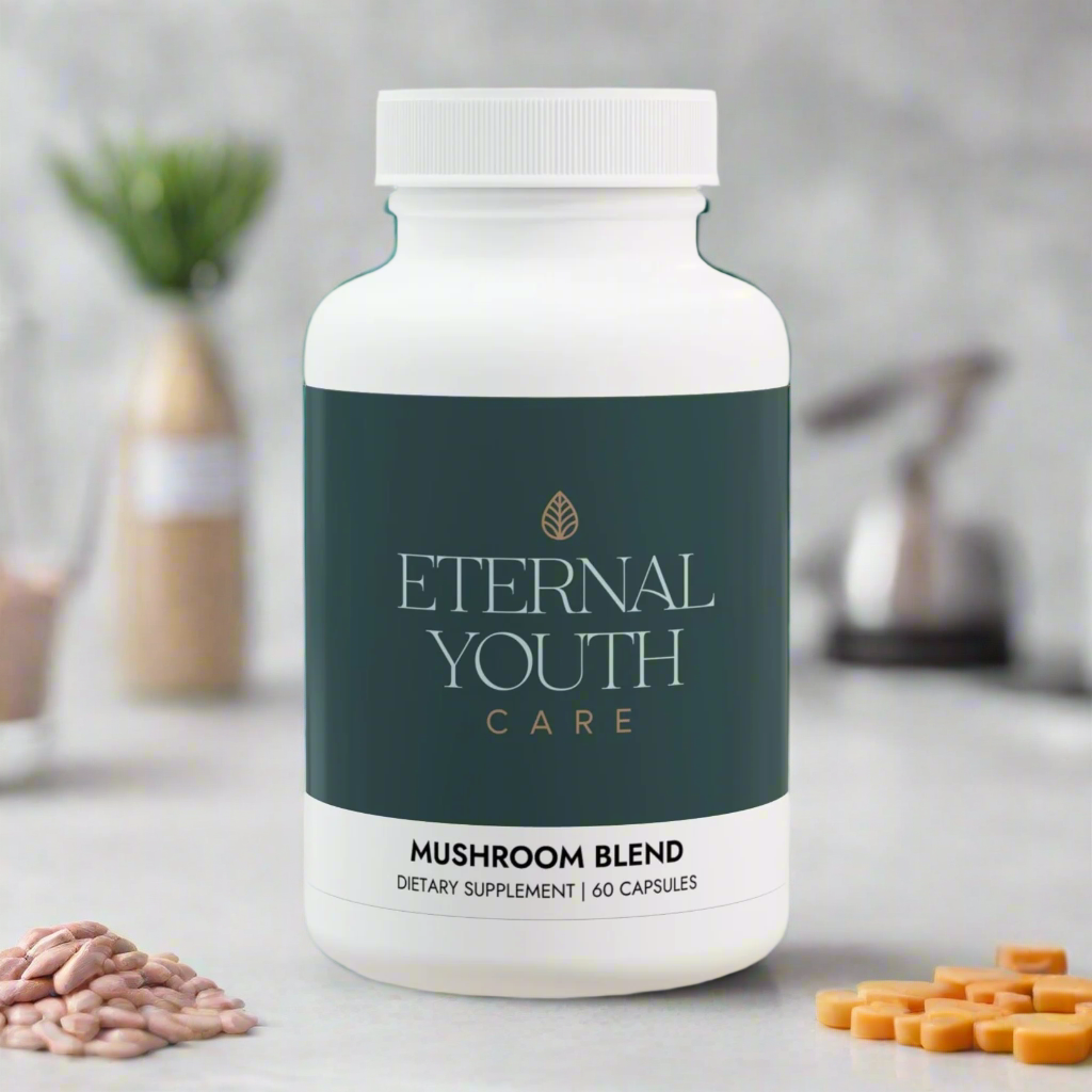 Eternal Youth Care Mushroom Blend Supplement – Brain Health, Energy & Antioxidant Support | Non-GMO, Vegan (60 Capsules)-Express Your Love Gifts
