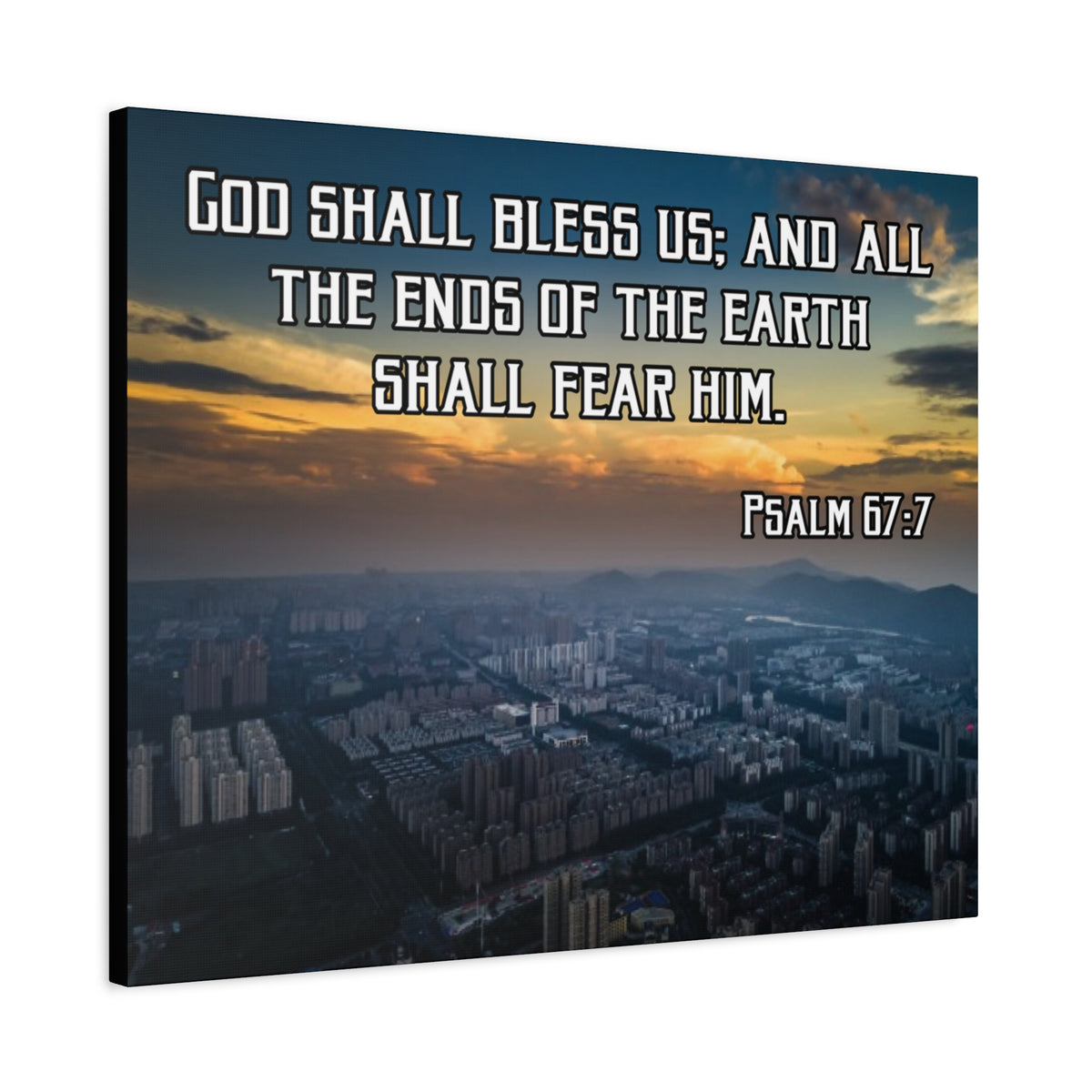 Bible Verse Canvas God Shall Bless Us Psalm 67:7 Christian Home Décor Wall Art Scripture Ready to Hang Faith Print-Express Your Love Gifts